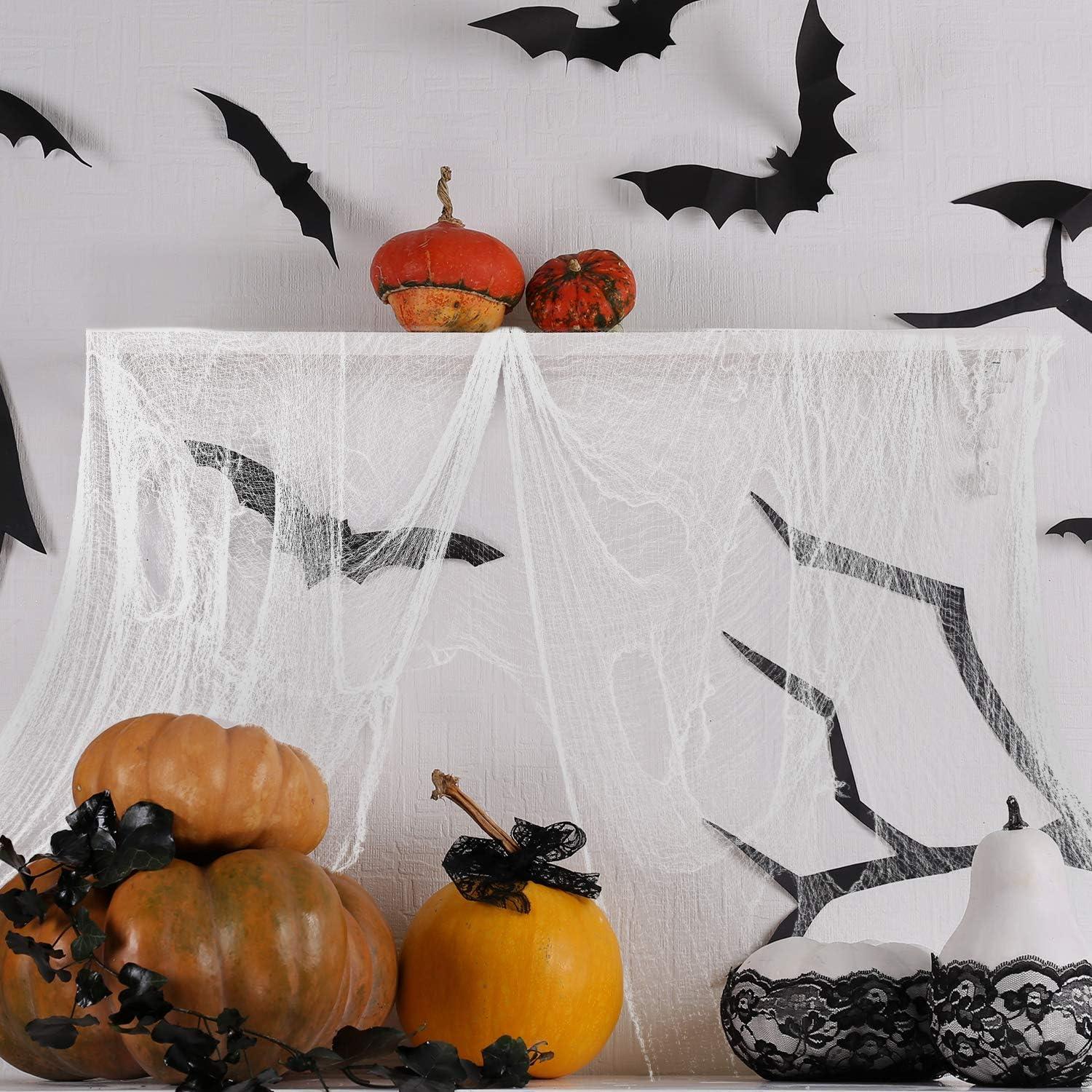 imageWhaline Halloween Creepy Cloth 328 x 25ft Decor Drape for Doorways Entryways Windows Cover Gauze for Haunted House Party WhiteWhite