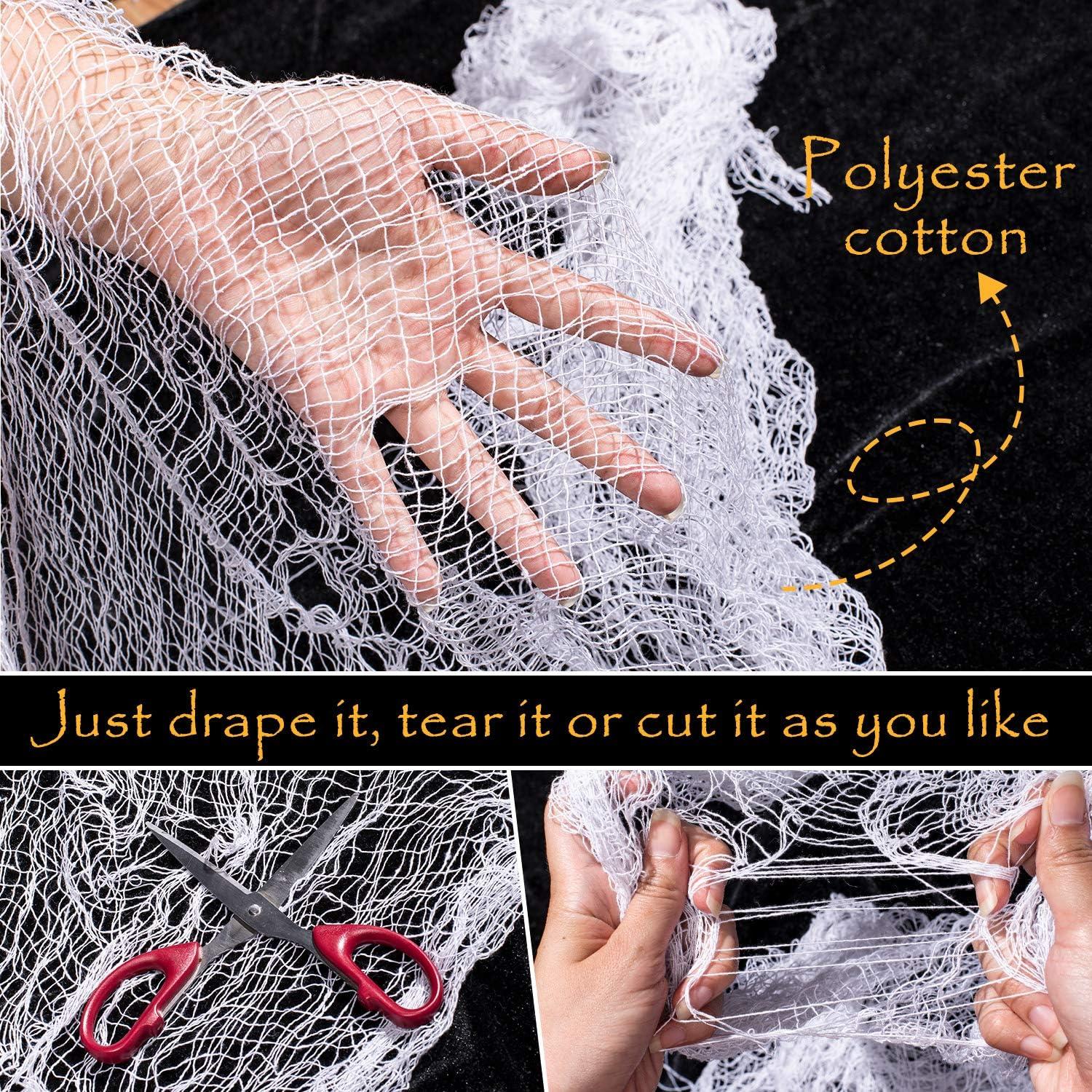 imageWhaline Halloween Creepy Cloth 328 x 25ft Decor Drape for Doorways Entryways Windows Cover Gauze for Haunted House Party WhiteWhite