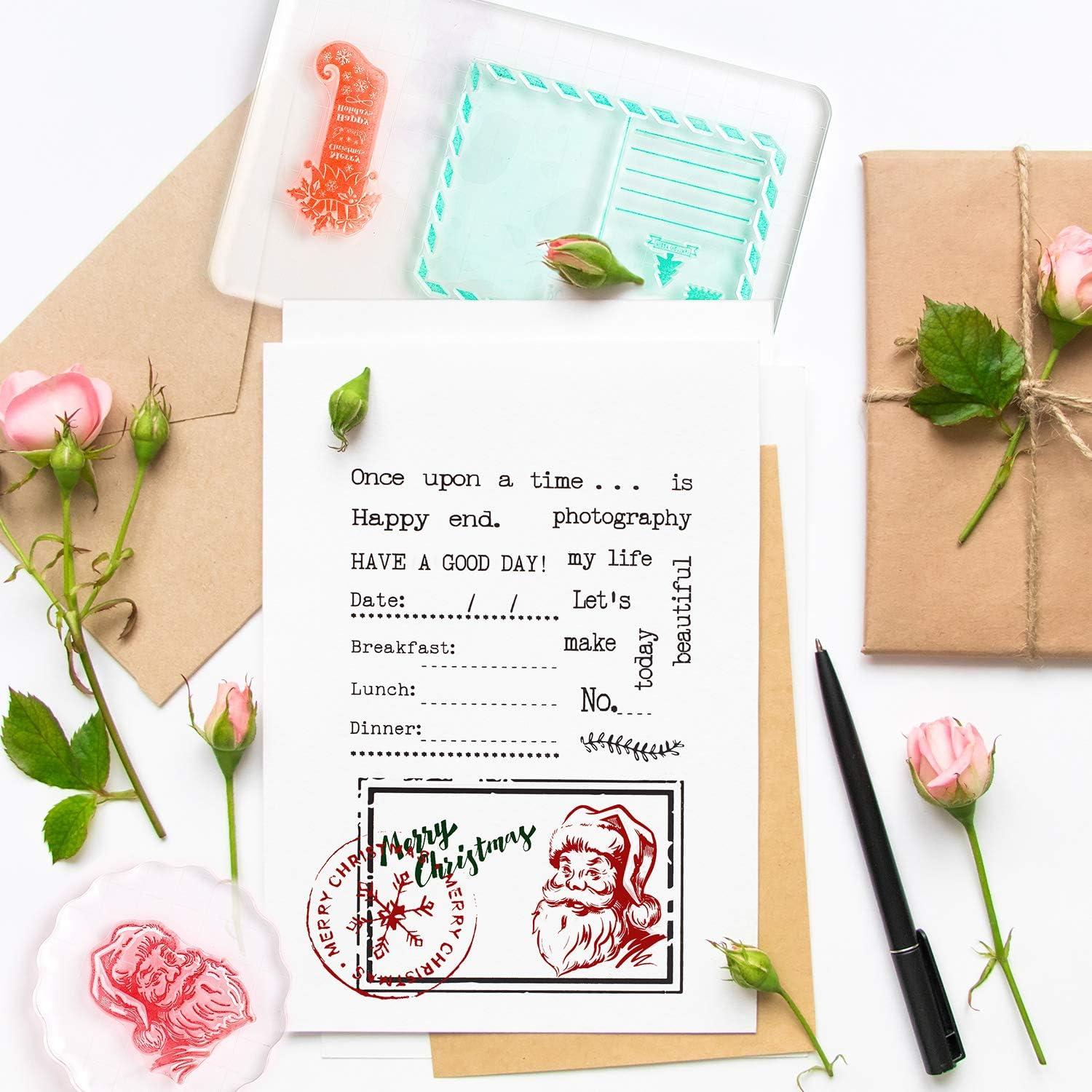 imageWhaline Large Acrylic Stamp Block Clear Stamping Tools Set with Grid Lines for Art Crafts Scrapbooking 4 Pack