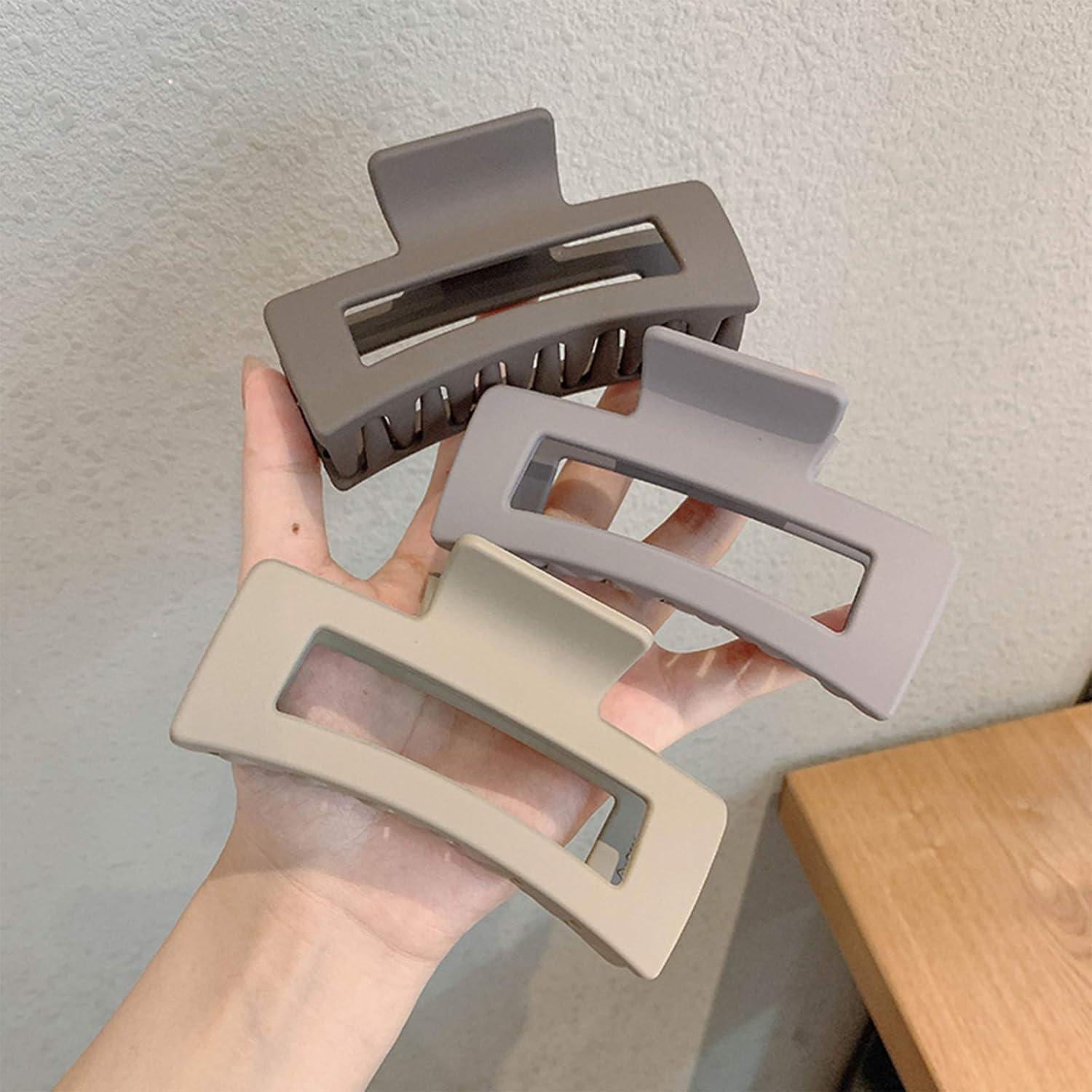 imageWhaline Large Hair Claw Clips Strong Hold Rectangle Hair Claw 41In Matte Solid Color NonSlip Jumbo Hair Styling Accessories for Women Girls Thin Thick Hair 6 Pack