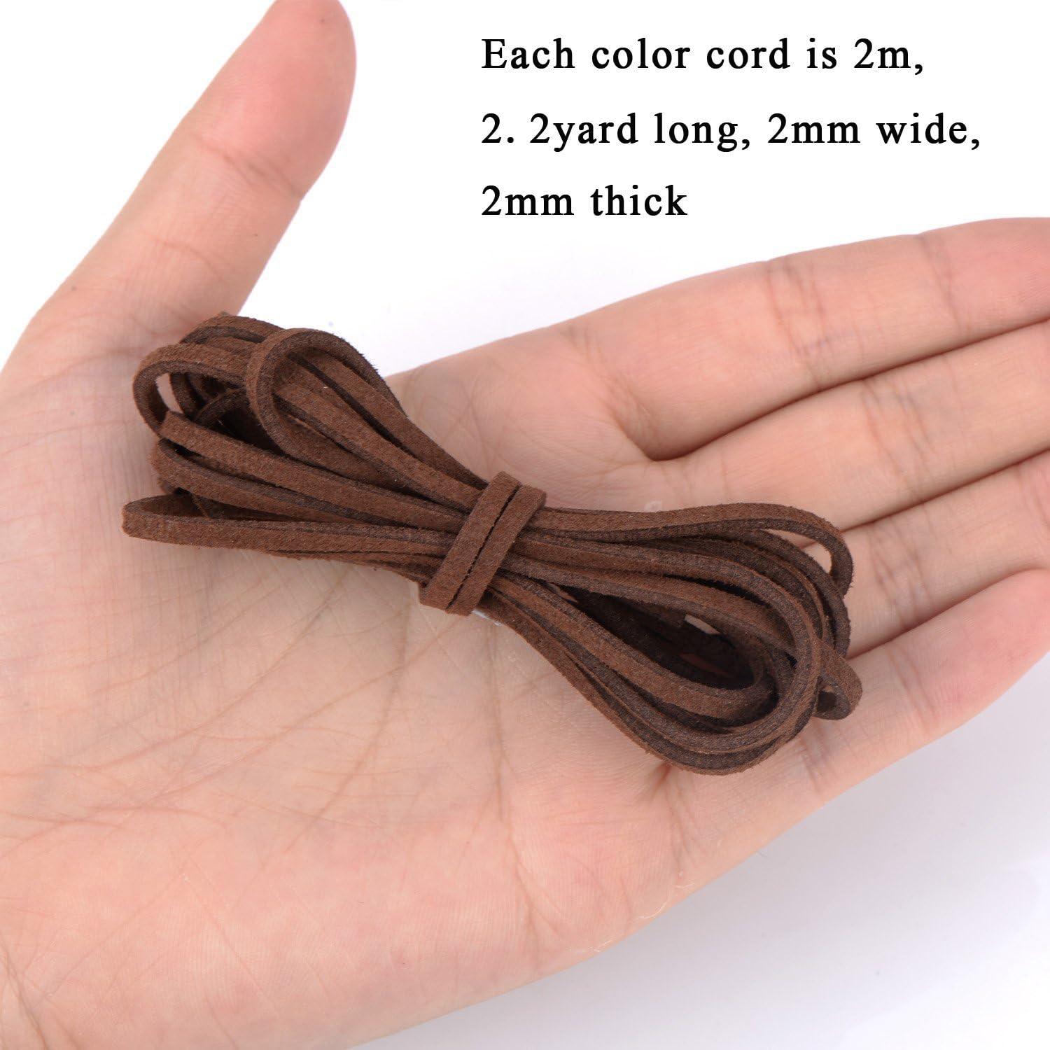 imageWhaline Leather Cord Suede String for Bracelet Necklace Beading Jewelry DIY Handmade Crafts 4 Pieces 4 Colors2mm x 2m