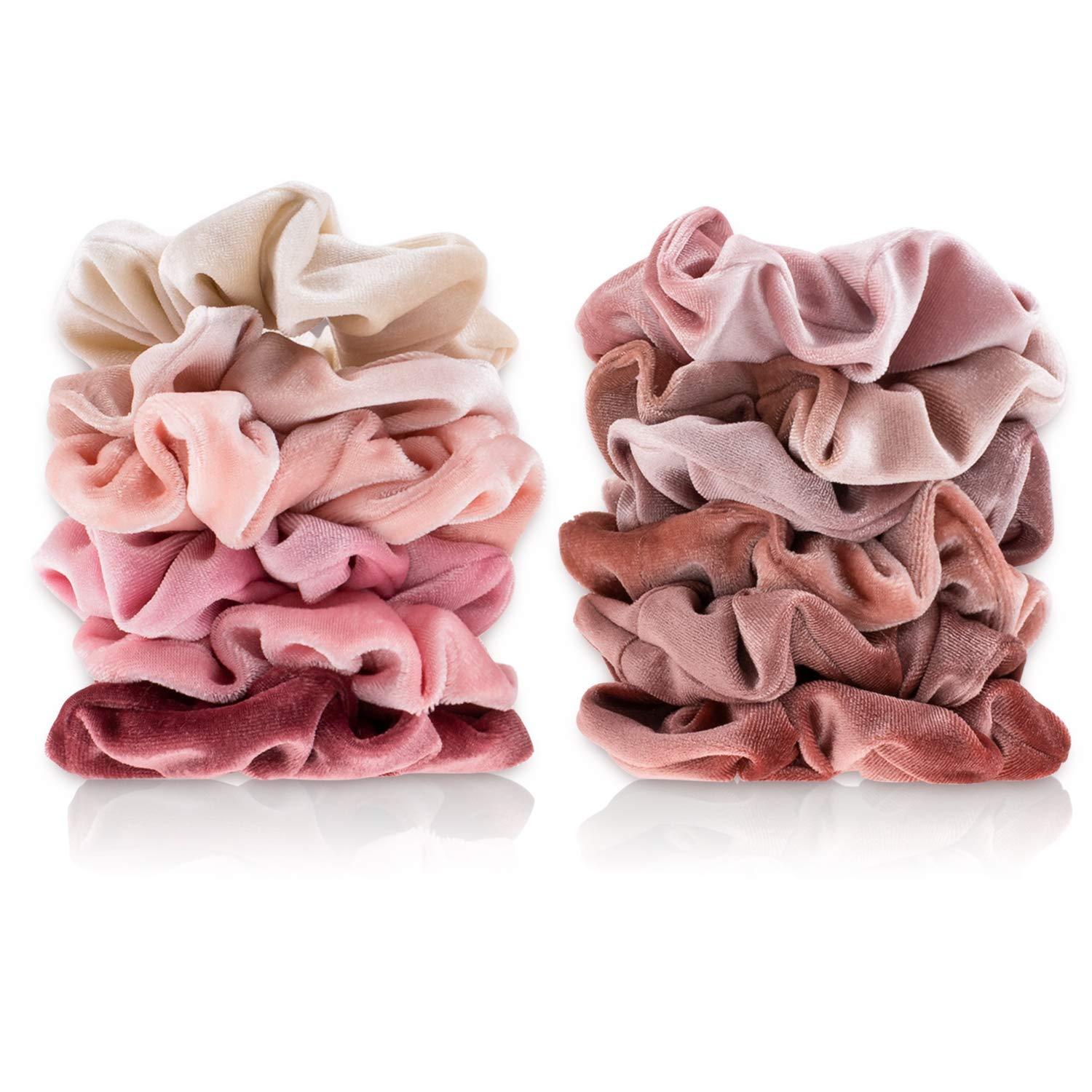 imageWhaline Pastel Hair Scrunchies Elastic Scrunchy Bobbles Velvet Hair Bands Boho Soft Hair Ties Hair Accessories for Girls Women 12 ColorsBlush Colors