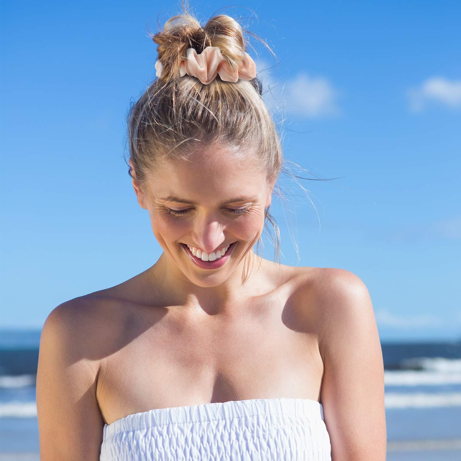 imageWhaline Pastel Hair Scrunchies Elastic Scrunchy Bobbles Velvet Hair Bands Boho Soft Hair Ties Hair Accessories for Girls Women 12 ColorsBlush Colors