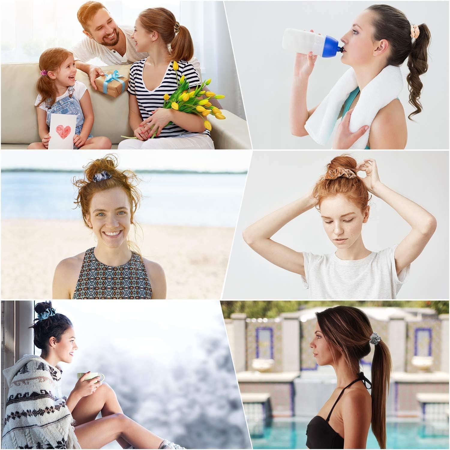 imageWhaline Pastel Hair Scrunchies Elastic Scrunchy Bobbles Velvet Hair Bands Boho Soft Hair Ties Hair Accessories for Girls Women 12 ColorsDark Color