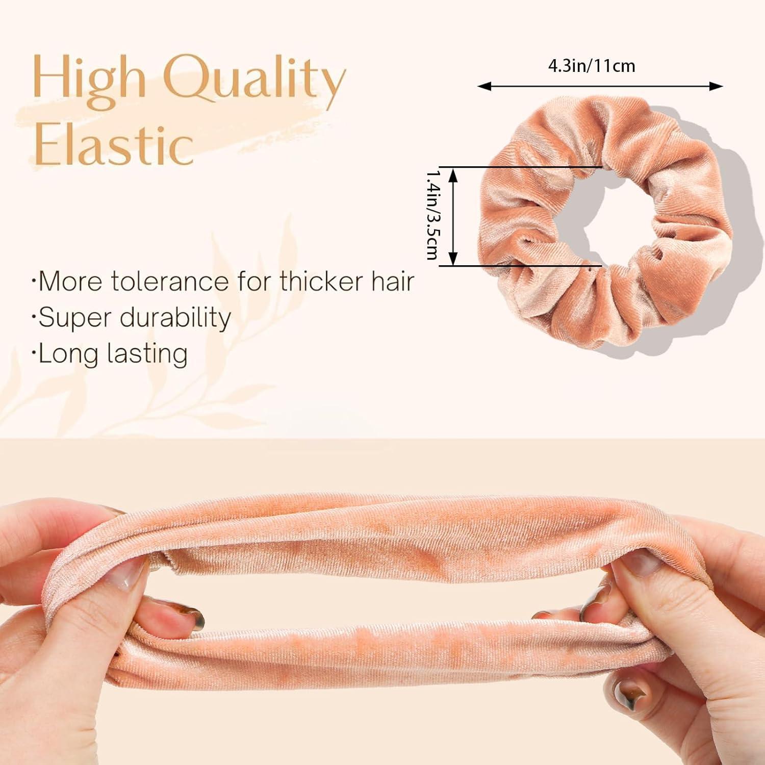 imageWhaline Pastel Hair Scrunchies Elastic Scrunchy Bobbles Velvet Hair Bands Boho Soft Hair Ties Hair Accessories for Girls Women 12 ColorsDark Color