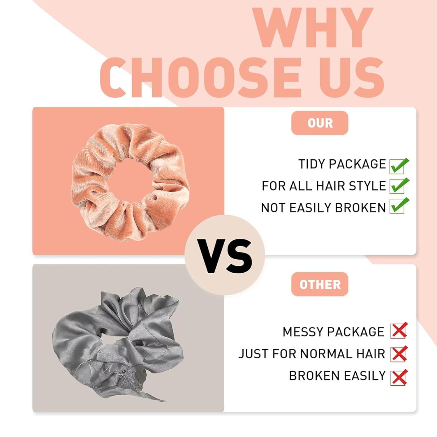 imageWhaline Pastel Hair Scrunchies Elastic Scrunchy Bobbles Velvet Hair Bands Boho Soft Hair Ties Hair Accessories for Girls Women 12 ColorsDark Color