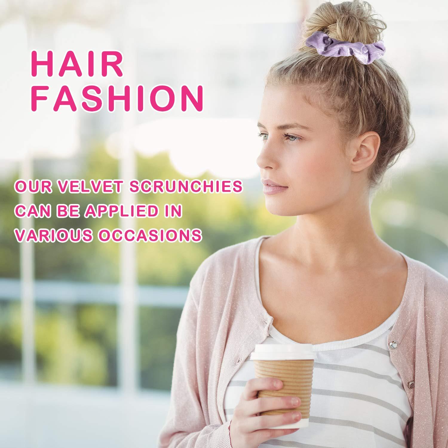 imageWhaline Pastel Hair Scrunchies Elastic Scrunchy Bobbles Velvet Hair Bands Boho Soft Hair Ties Hair Accessories for Girls Women 12 ColorsNeon Colors