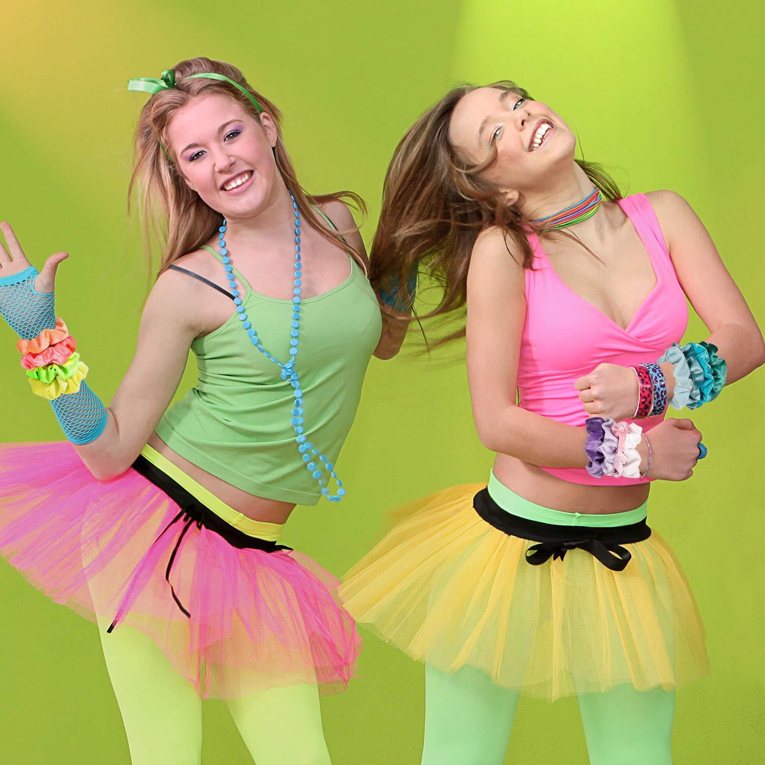 imageWhaline Pastel Hair Scrunchies Elastic Scrunchy Bobbles Velvet Hair Bands Boho Soft Hair Ties Hair Accessories for Girls Women 12 ColorsNeon Colors