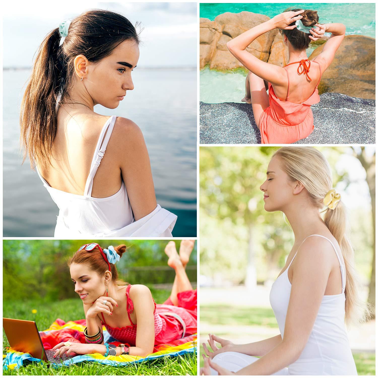 imageWhaline Pastel Hair Scrunchies Elastic Scrunchy Bobbles Velvet Hair Bands Boho Soft Hair Ties Hair Accessories for Girls Women 12 ColorsPastel Color