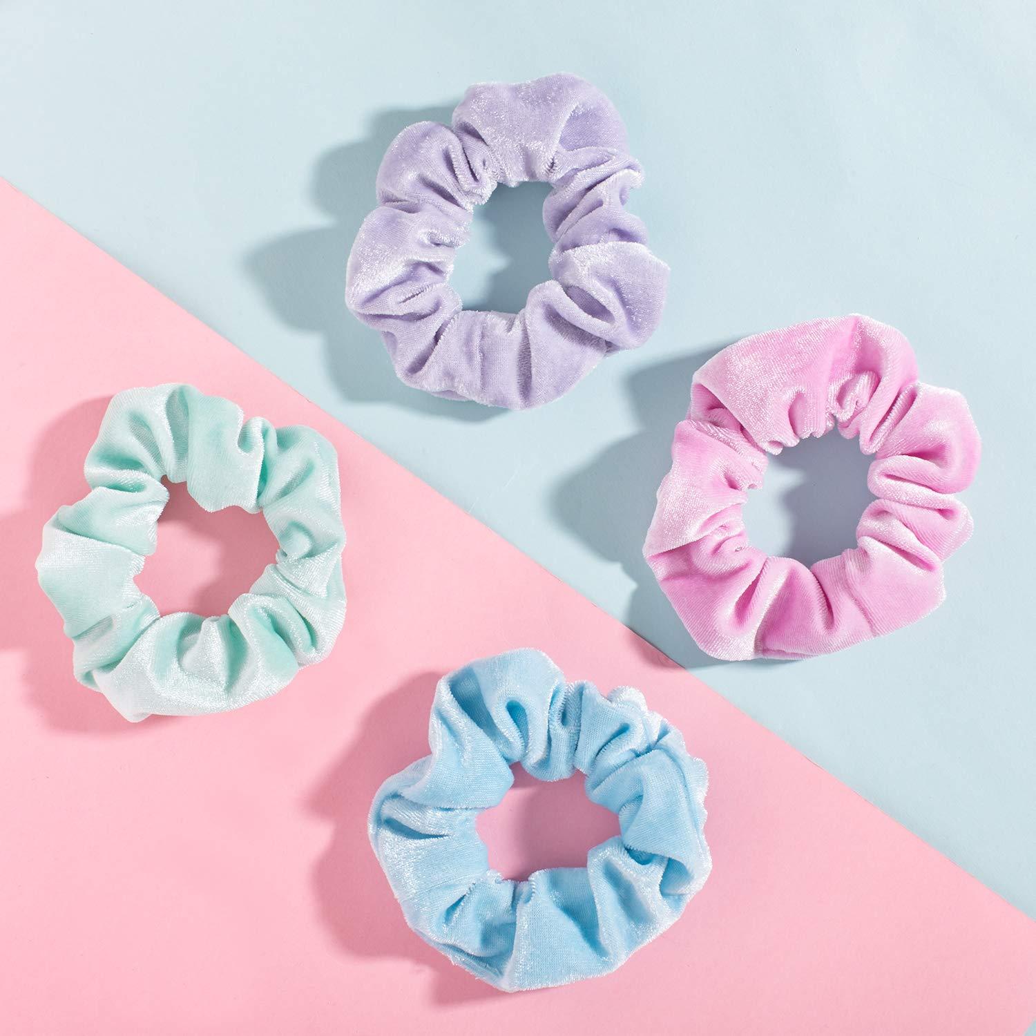 imageWhaline Pastel Hair Scrunchies Elastic Scrunchy Bobbles Velvet Hair Bands Boho Soft Hair Ties Hair Accessories for Girls Women 12 ColorsPastel Color
