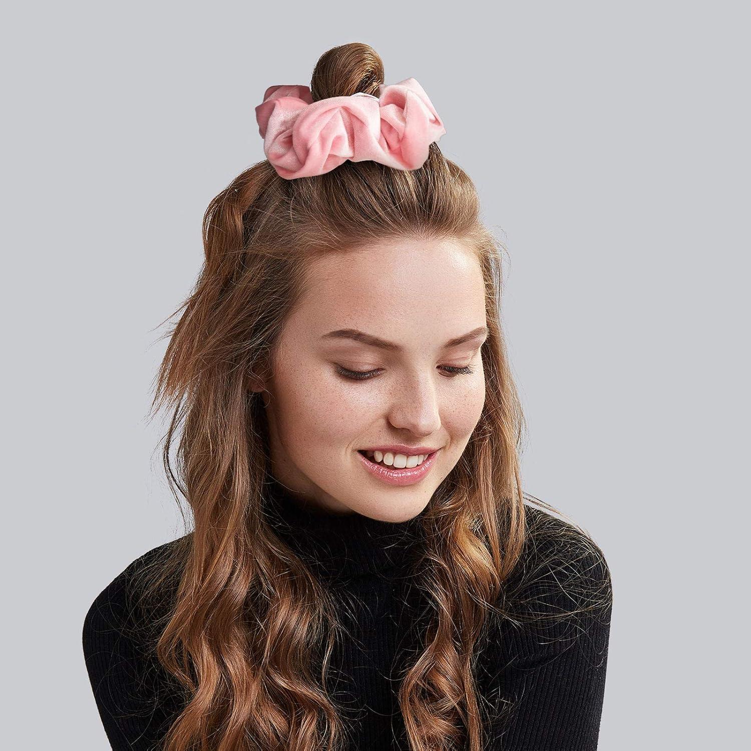 imageWhaline Pastel Hair Scrunchies Large Velvet Elastic Scrunchy Bobbles Ice Cream Color Hair Bands Soft Hair Ties Hair Accessories for Girls Women 6 ColorsMacaron Color