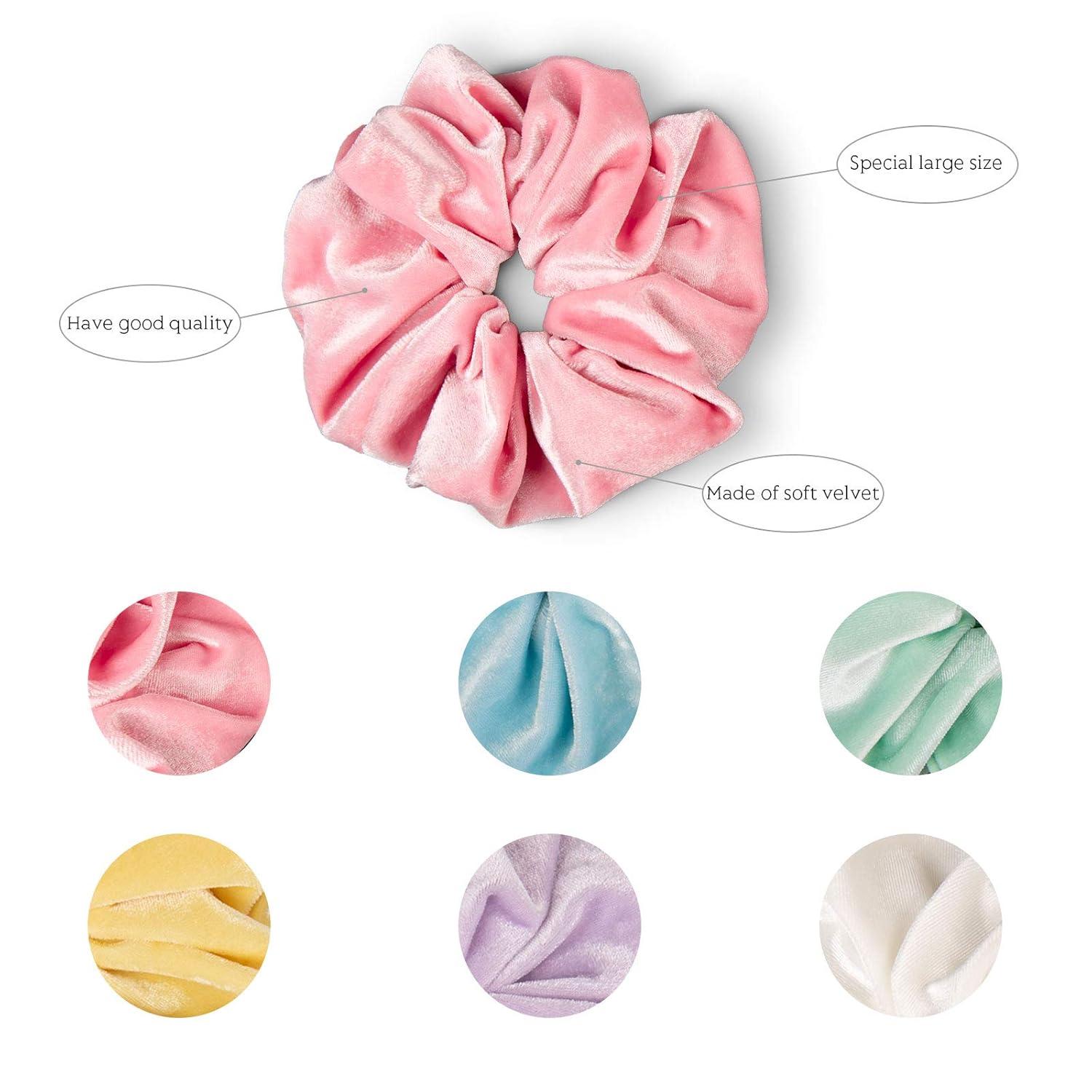 imageWhaline Pastel Hair Scrunchies Large Velvet Elastic Scrunchy Bobbles Ice Cream Color Hair Bands Soft Hair Ties Hair Accessories for Girls Women 6 ColorsMacaron Color