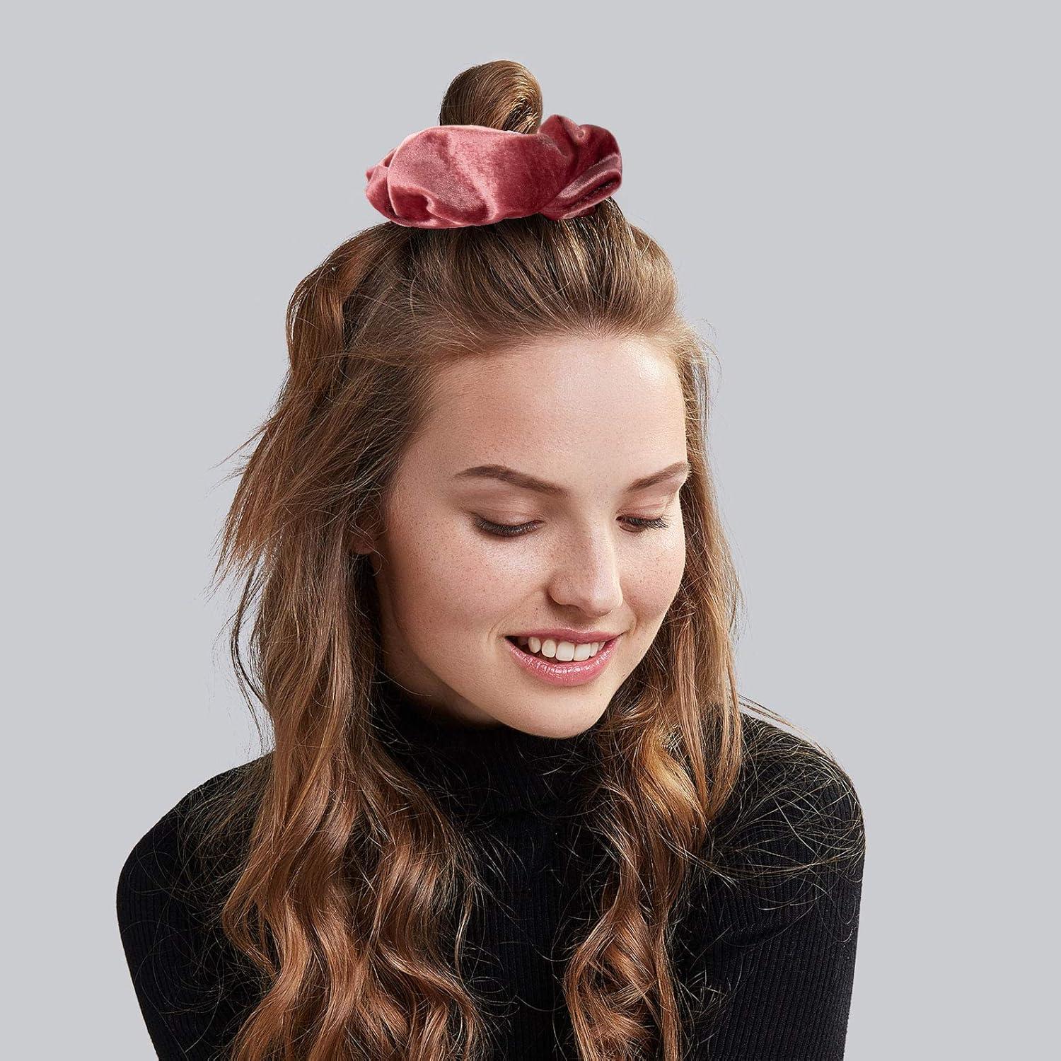 imageWhaline Pastel Hair Scrunchies Large Velvet Elastic Scrunchy Bobbles Ice Cream Color Hair Bands Soft Hair Ties Hair Accessories for Girls Women 6 ColorsBlush Color