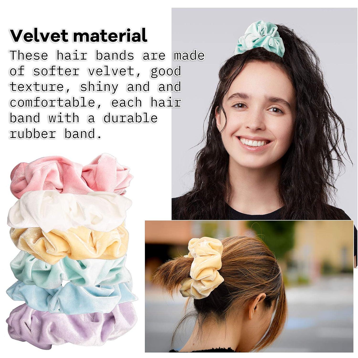 imageWhaline Pastel Hair Scrunchies Large Velvet Elastic Scrunchy Bobbles Ice Cream Color Hair Bands Soft Hair Ties Hair Accessories for Girls Women 6 ColorsMacaron Color