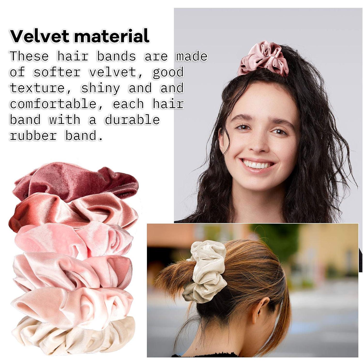 imageWhaline Pastel Hair Scrunchies Large Velvet Elastic Scrunchy Bobbles Ice Cream Color Hair Bands Soft Hair Ties Hair Accessories for Girls Women 6 ColorsBlush Color
