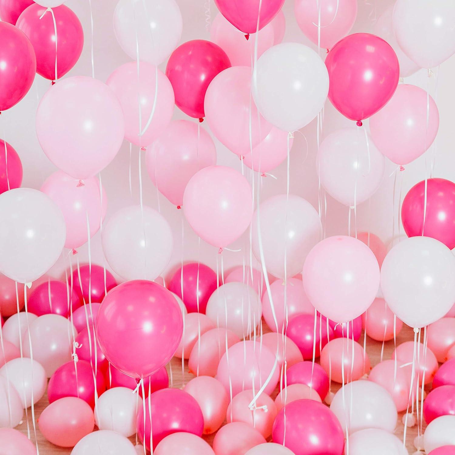 imageWhaline Pink White Balloon Garland Arch Kit 120Pcs Hotpink White Balloon Metallic Pink Gold Confetti Latex Balloons for 2025 Graduation Birthday Wedding Engagements Baby Shower Anniversary Decoration