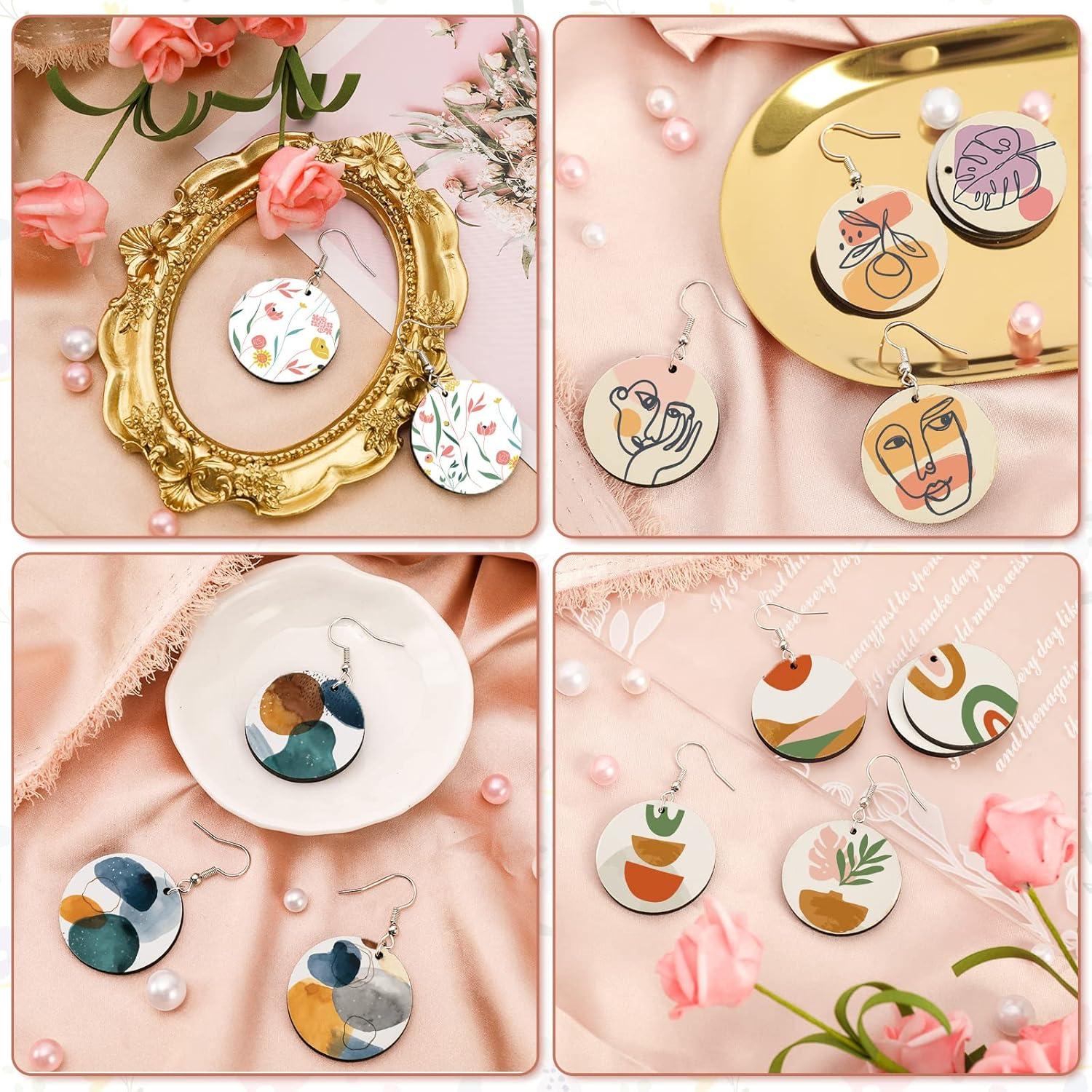 imageWhaline Round Sublimation Blank Earrings with Earring Hooks and Jump Rings Unfinished Heat Transfer Earrings for Christmas Valentine Women Girls DIY Earring Project Sublimation Accessories 50Pcs