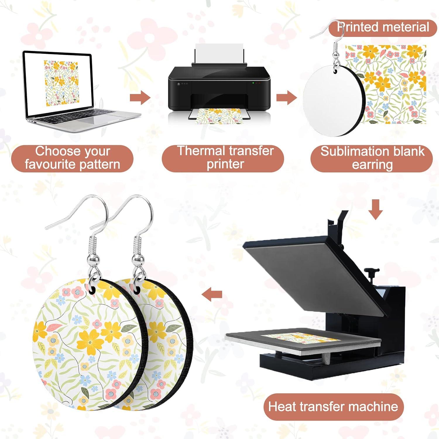 imageWhaline Round Sublimation Blank Earrings with Earring Hooks and Jump Rings Unfinished Heat Transfer Earrings for Christmas Valentine Women Girls DIY Earring Project Sublimation Accessories 50Pcs