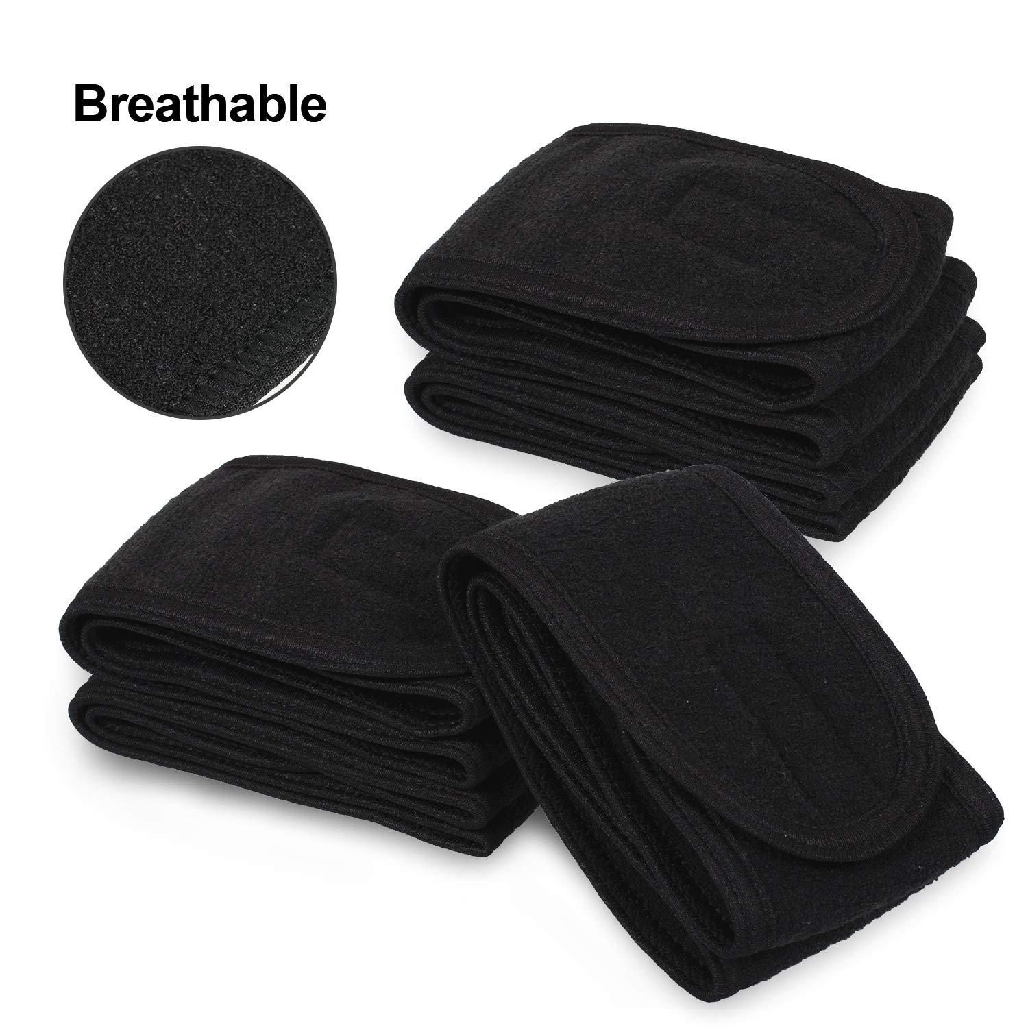 imageWhaline Spa Facial Headband Head Wrap Terry Cloth Headband 4 Counts Stretch Towel for Bath Makeup and Sport BlackBlack
