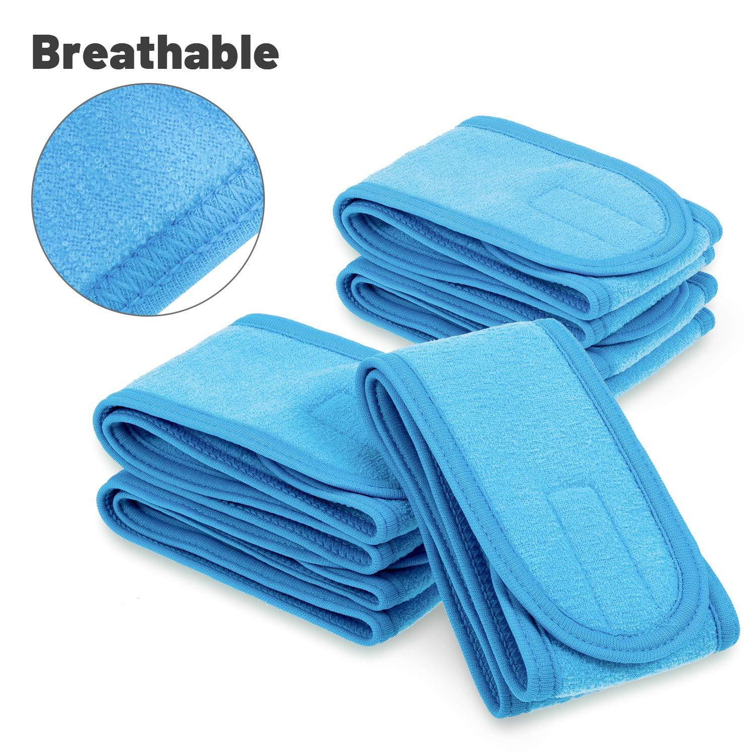 imageWhaline Spa Facial Headband Head Wrap Terry Cloth Headband 4 Counts Stretch Towel for Bath Makeup and Sport BlackBlue