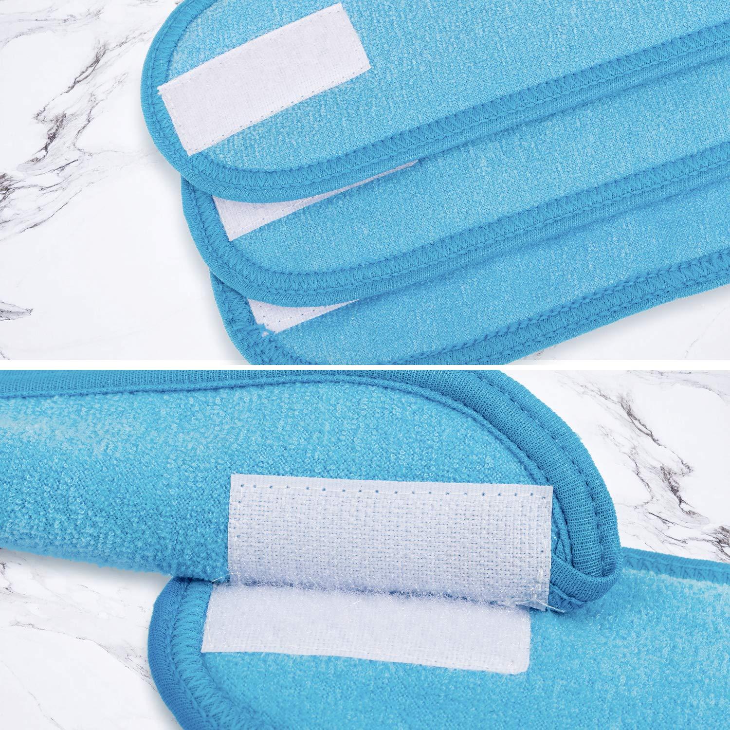 imageWhaline Spa Facial Headband Head Wrap Terry Cloth Headband 4 Counts Stretch Towel for Bath Makeup and Sport BlackBlue