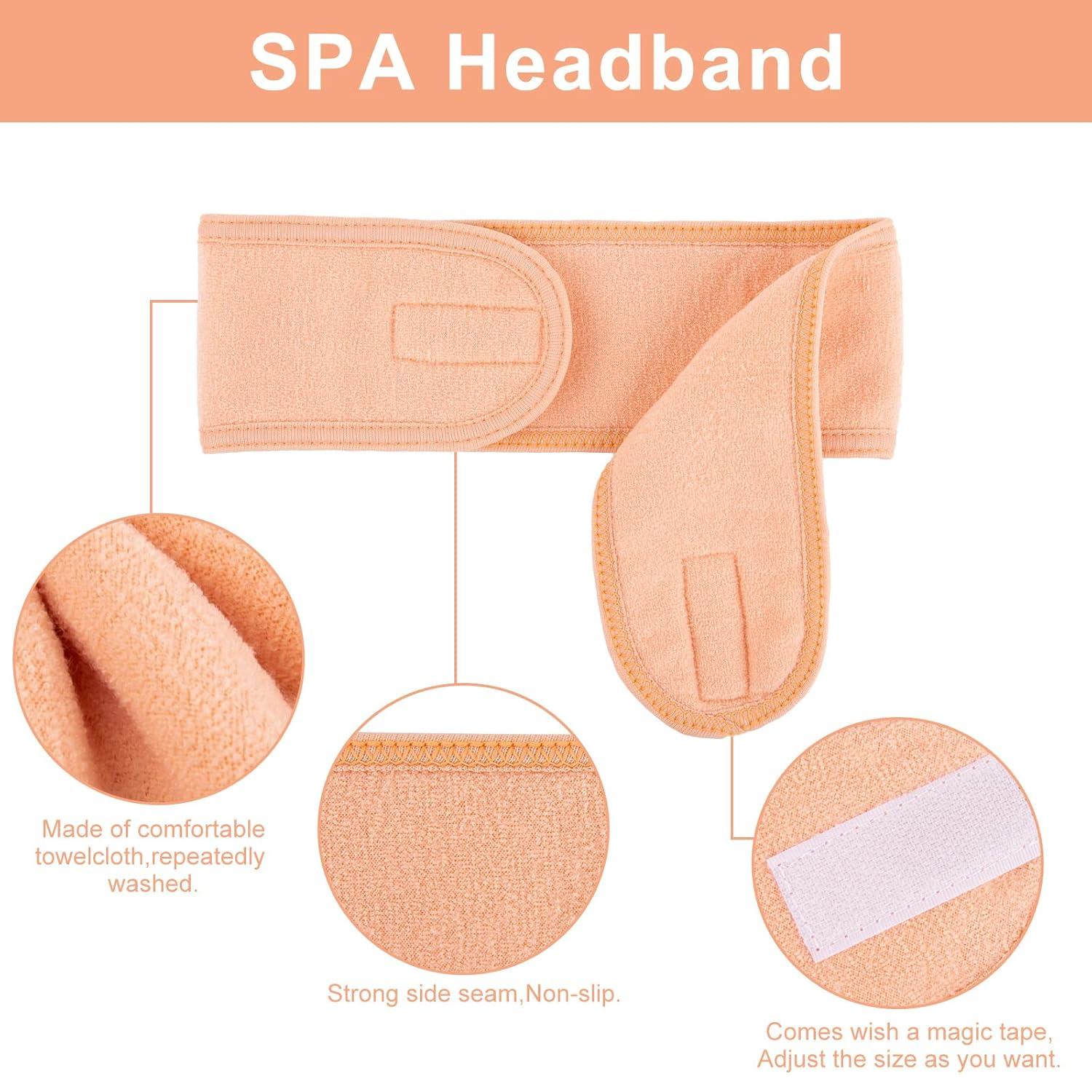 imageWhaline Spa Facial Headband Head Wrap Terry Cloth Headband 4 Counts Stretch Towel for Bath Makeup and Sport BlackLiving Coral