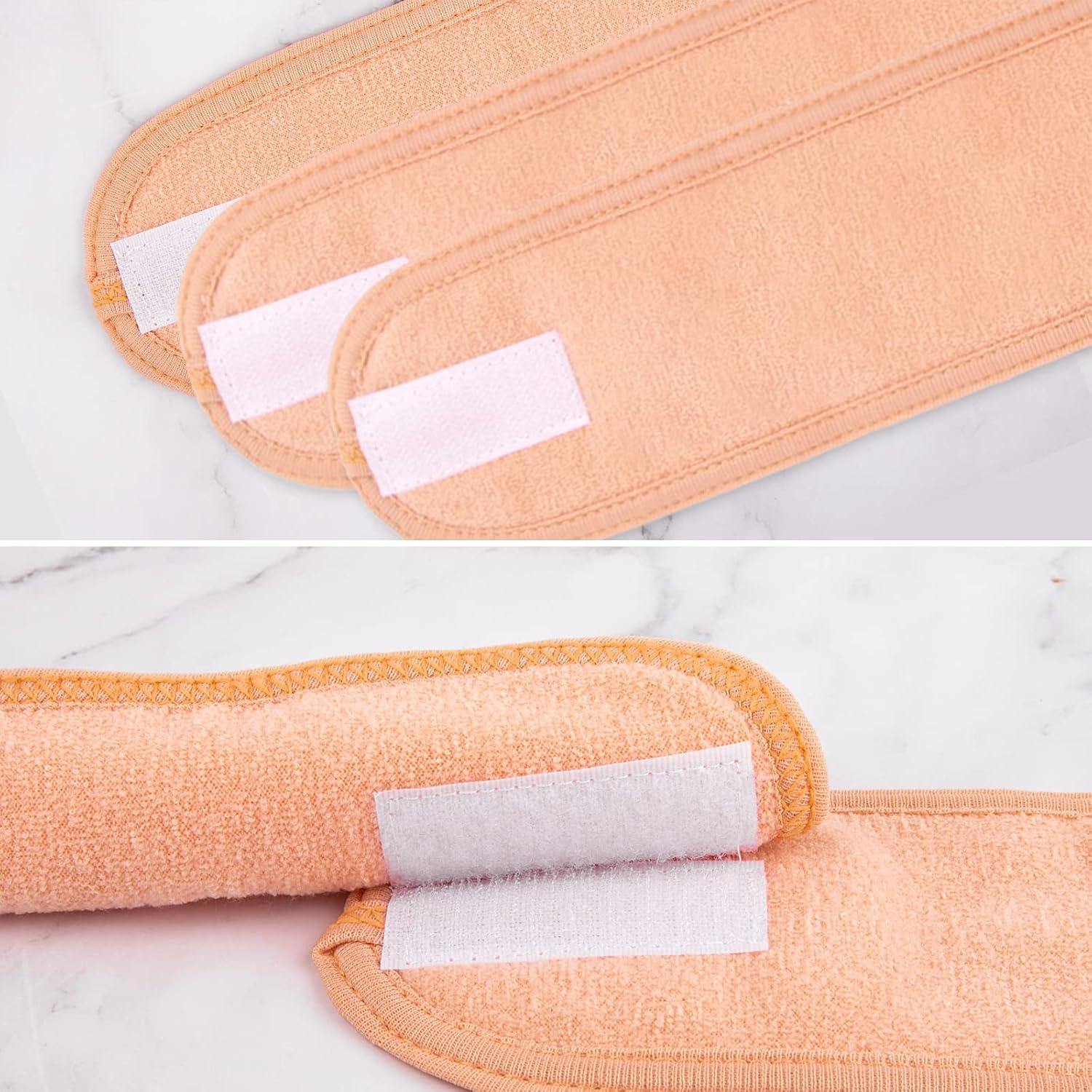 imageWhaline Spa Facial Headband Head Wrap Terry Cloth Headband 4 Counts Stretch Towel for Bath Makeup and Sport BlackLiving Coral