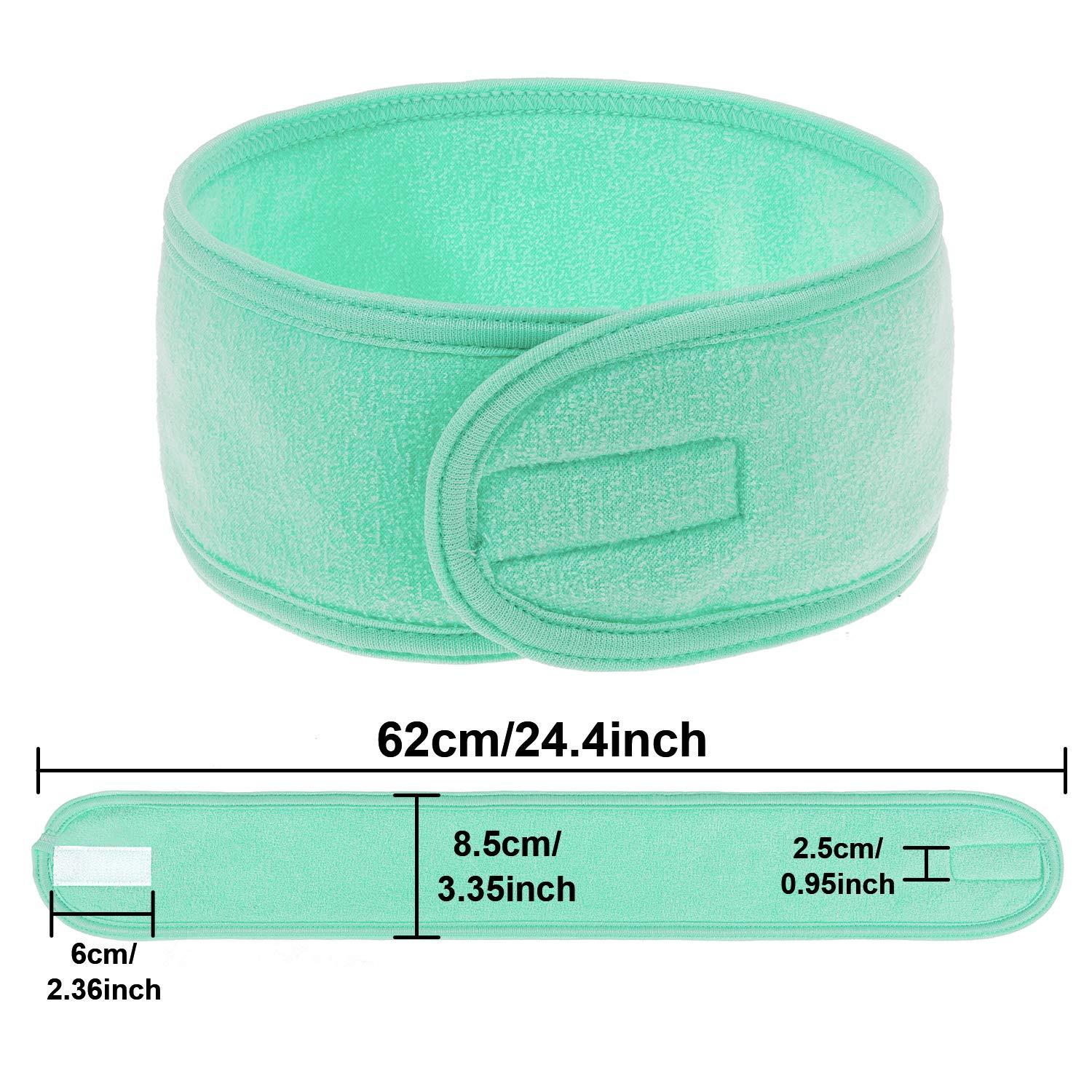 imageWhaline Spa Facial Headband Head Wrap Terry Cloth Headband 4 Counts Stretch Towel for Bath Makeup and Sport BlackMint Green