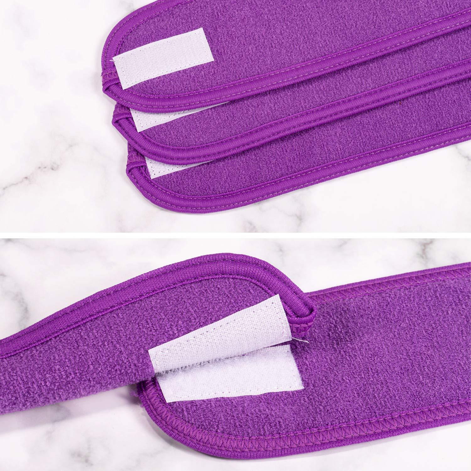 imageWhaline Spa Facial Headband Head Wrap Terry Cloth Headband 4 Counts Stretch Towel for Bath Makeup and Sport BlackPurple