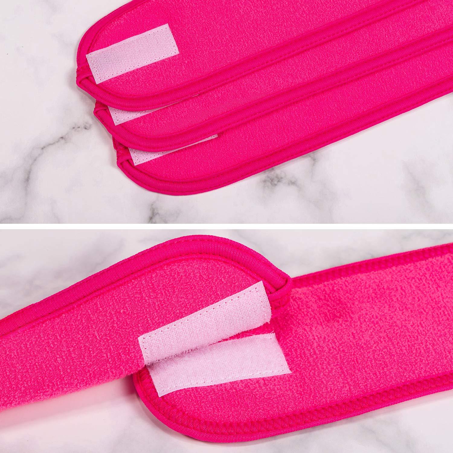 imageWhaline Spa Facial Headband Head Wrap Terry Cloth Headband 4 Counts Stretch Towel for Bath Makeup and Sport BlackRose Red