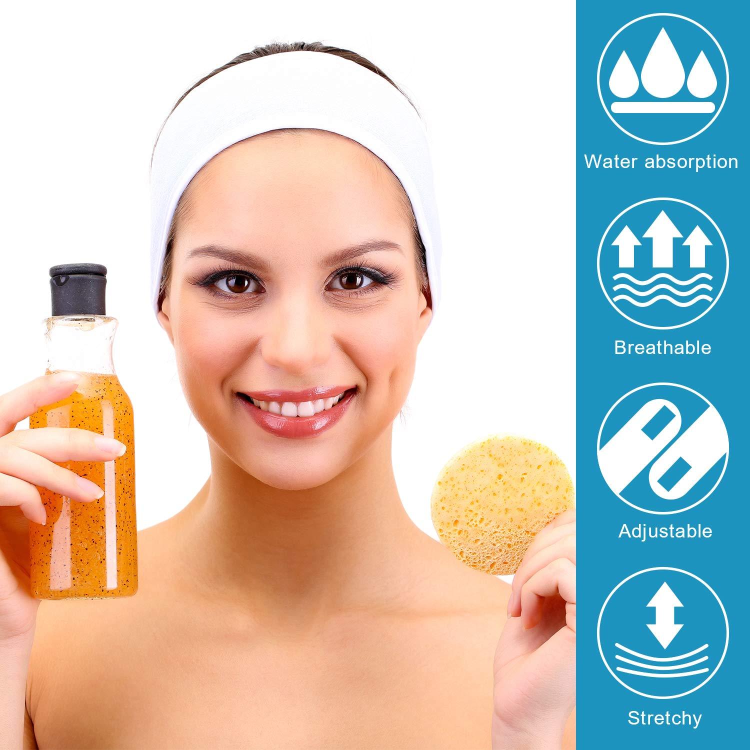 imageWhaline Spa Facial Headbands 3 Pieces Make Up Wrap Head Terry Cloth Headband Soft Adjustable Towel Band for Face Washing Shower Facial Cover YogaBlack Pink GrayWhite Black Gray