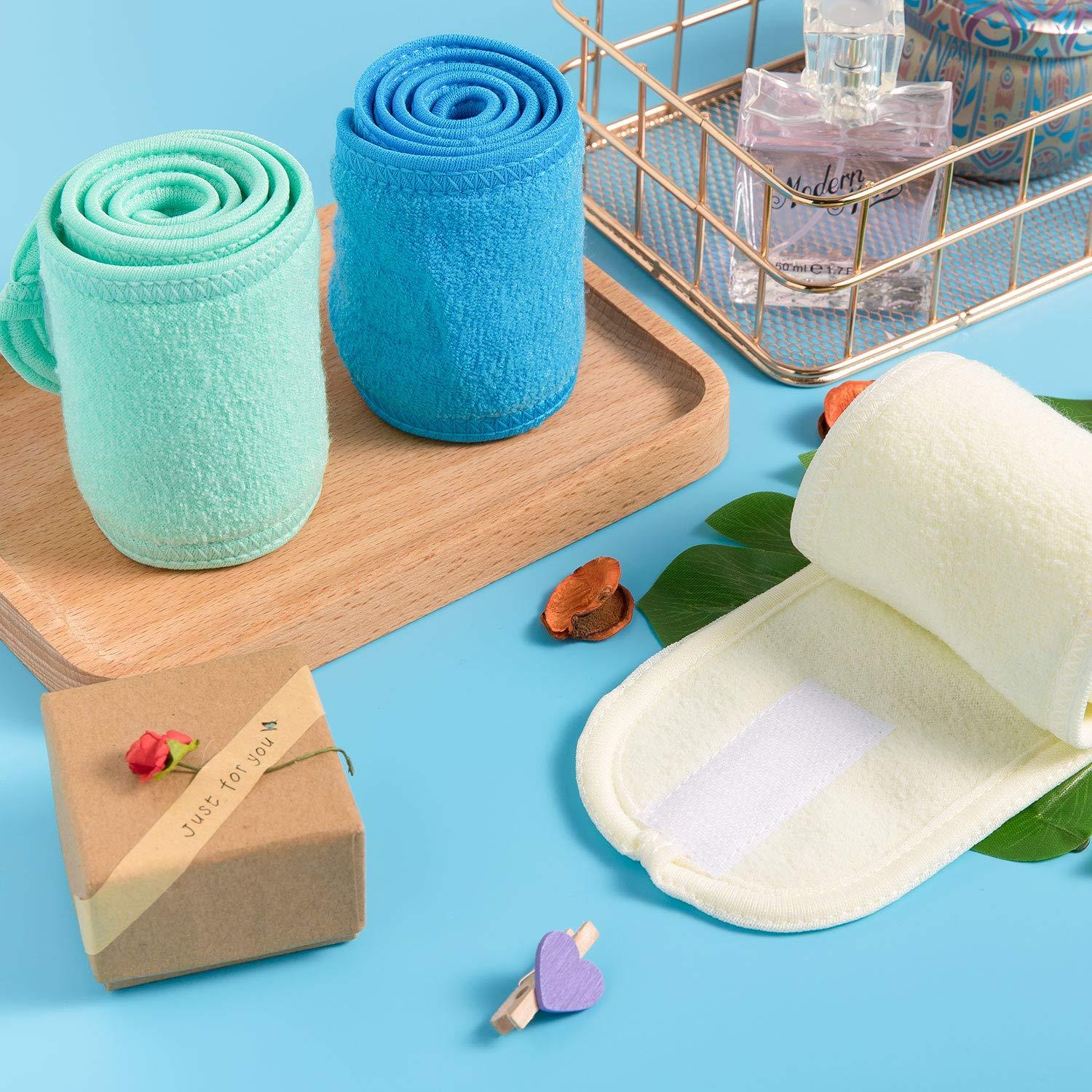 imageWhaline Spa Facial Headbands 3 Pieces Make Up Wrap Head Terry Cloth Headband Soft Adjustable Towel Band for Face Washing Shower Facial Cover YogaBlack Pink GrayBlue Green Yellow