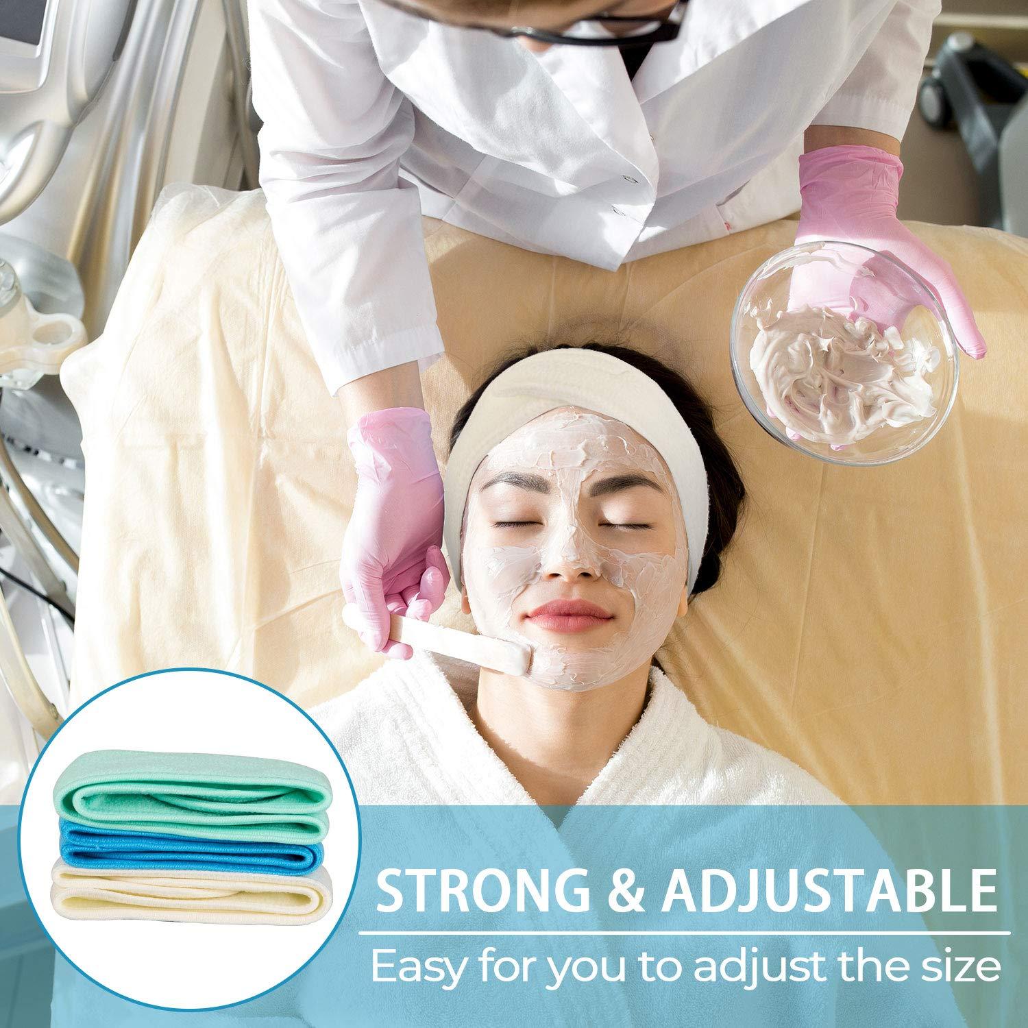 imageWhaline Spa Facial Headbands 3 Pieces Make Up Wrap Head Terry Cloth Headband Soft Adjustable Towel Band for Face Washing Shower Facial Cover YogaBlack Pink GrayBlue Green Yellow