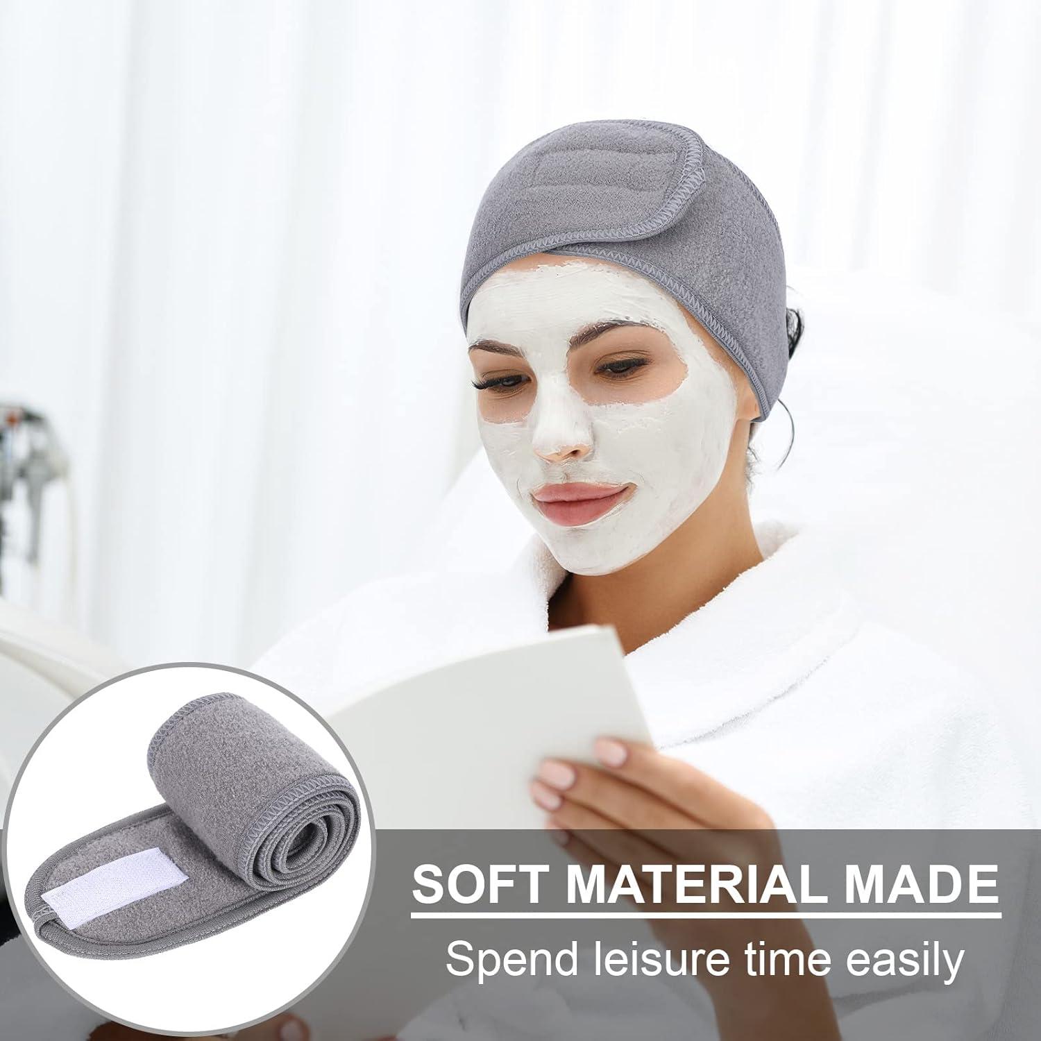 imageWhaline Spa Facial Headbands 3 Pieces Make Up Wrap Head Terry Cloth Headband Soft Adjustable Towel Band for Face Washing Shower Facial Cover YogaBlack Pink GrayBlack Pink Gray