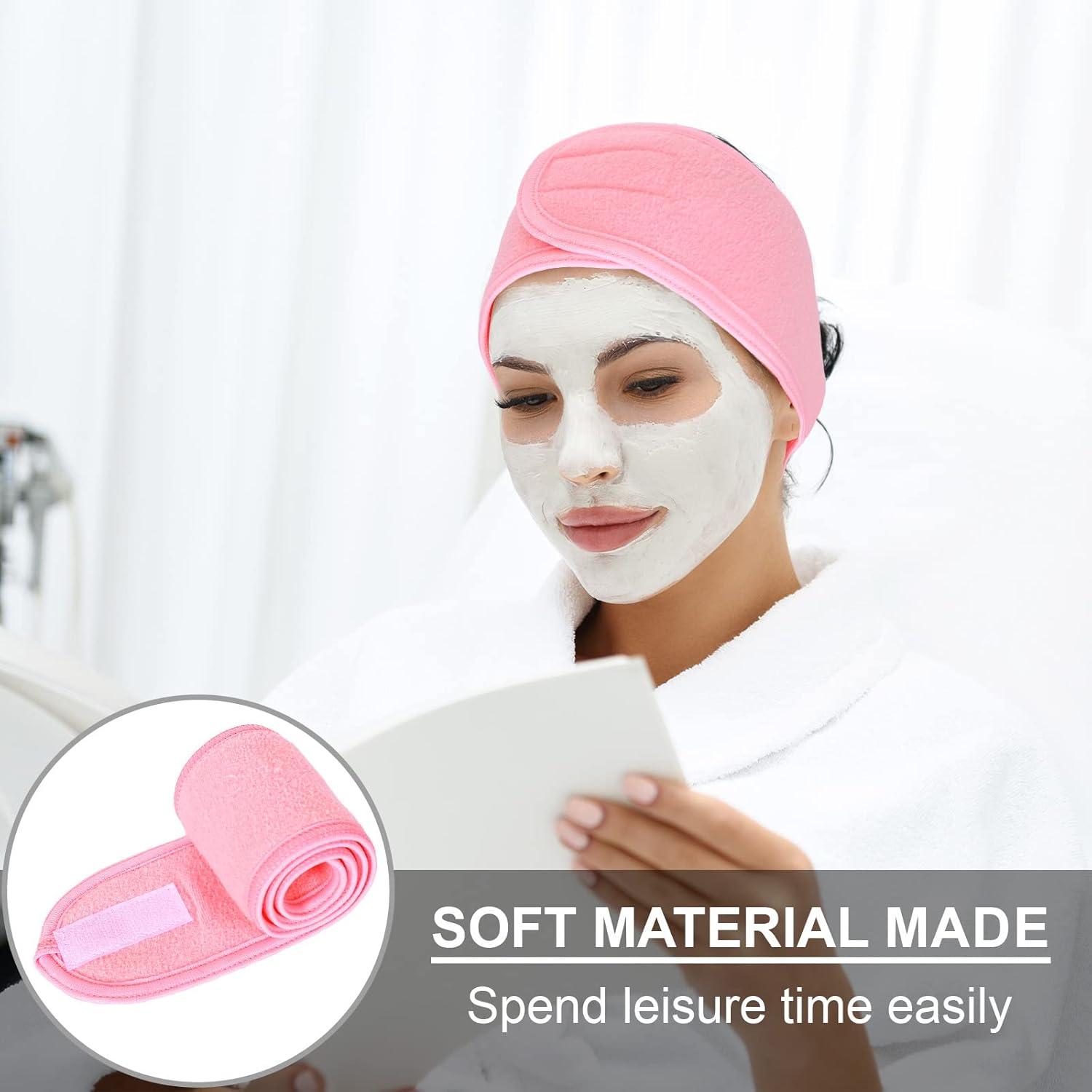 imageWhaline Spa Facial Headbands 3 Pieces Make Up Wrap Head Terry Cloth Headband Soft Adjustable Towel Band for Face Washing Shower Facial Cover YogaBlack Pink GrayPurple Pink Blue