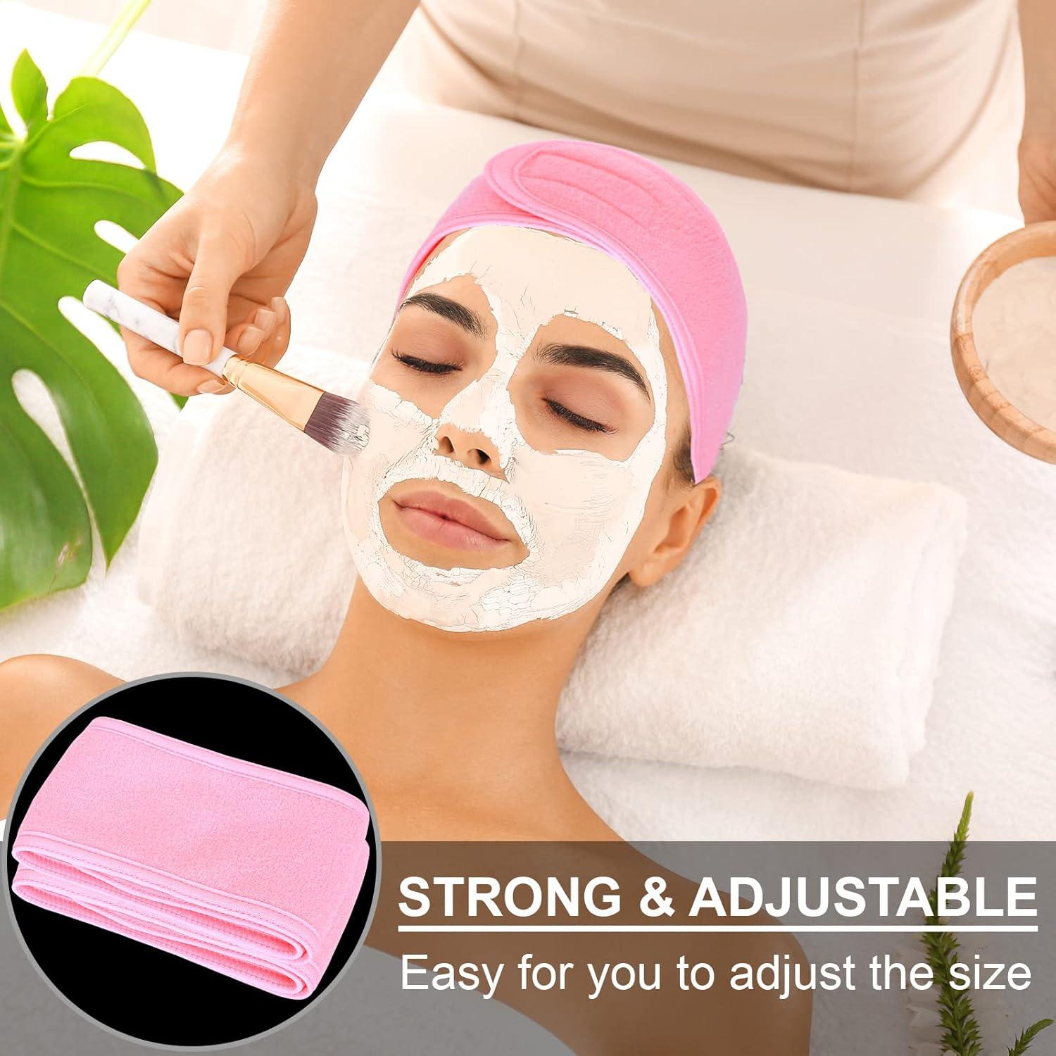 imageWhaline Spa Facial Headbands 3 Pieces Make Up Wrap Head Terry Cloth Headband Soft Adjustable Towel Band for Face Washing Shower Facial Cover YogaBlack Pink GrayBlack Pink Gray