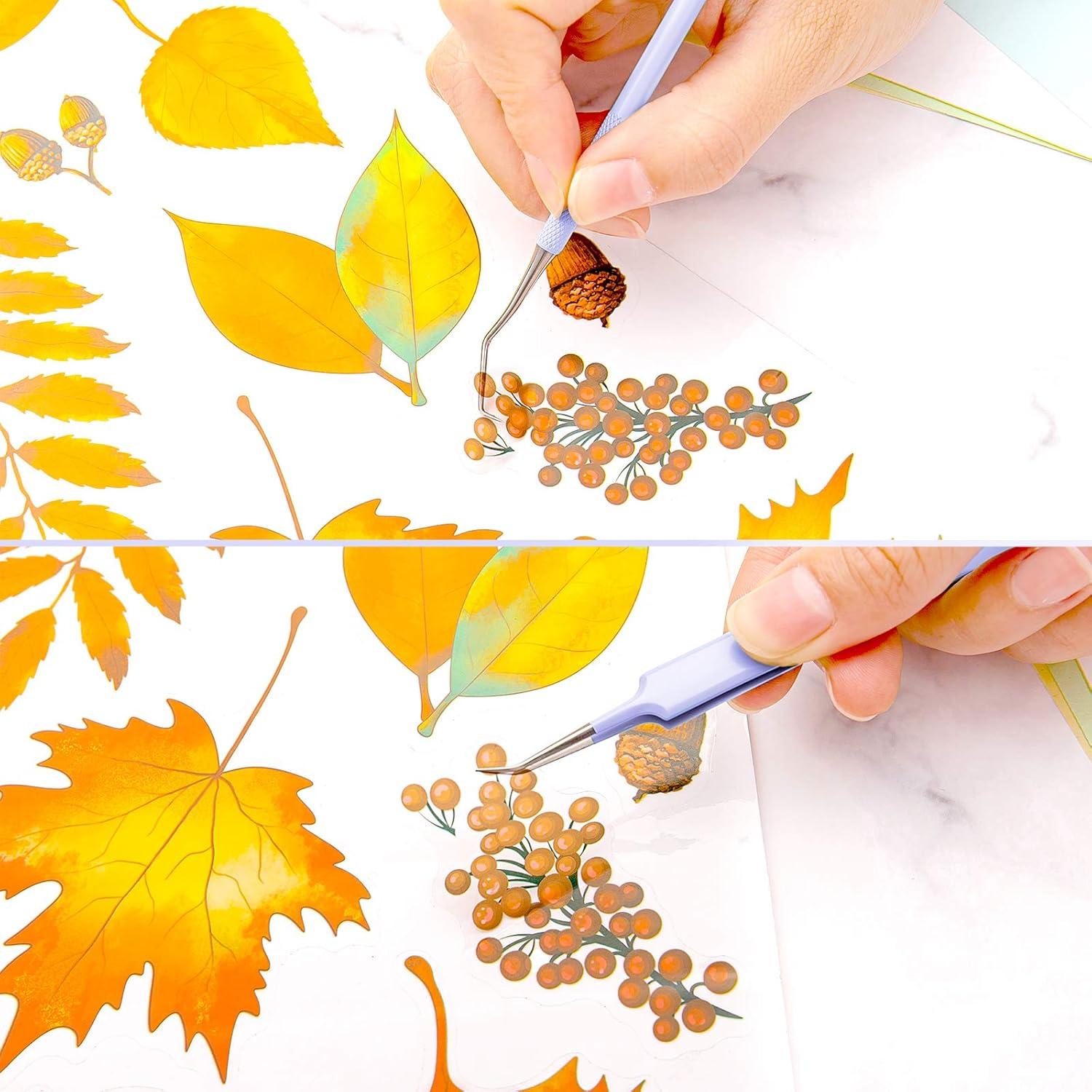 imageWhaline Weeding Vinyl Tools 4 Pieces Precision Stainless Steel Weeder Tool with Case Vinyl Craft Paper Craft Tool Kit for Silhouettes Cameos Lettering Scraper Hook Spatula TweezersPurple