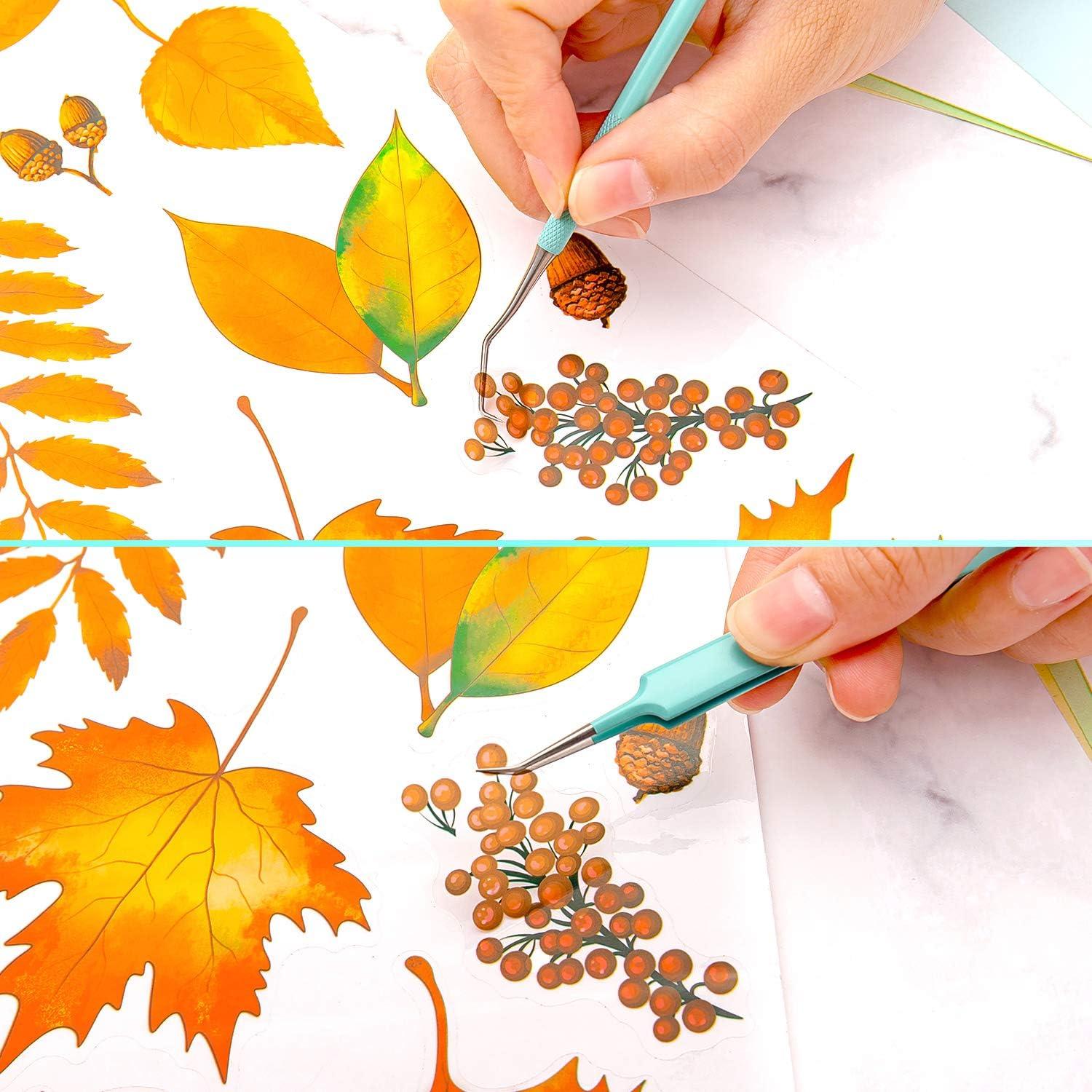 imageWhaline Weeding Vinyl Tools 4 Pieces Precision Stainless Steel Weeder Tool with Case Vinyl Craft Paper Craft Tool Kit for Silhouettes Cameos Lettering Scraper Hook Spatula TweezersMint Green