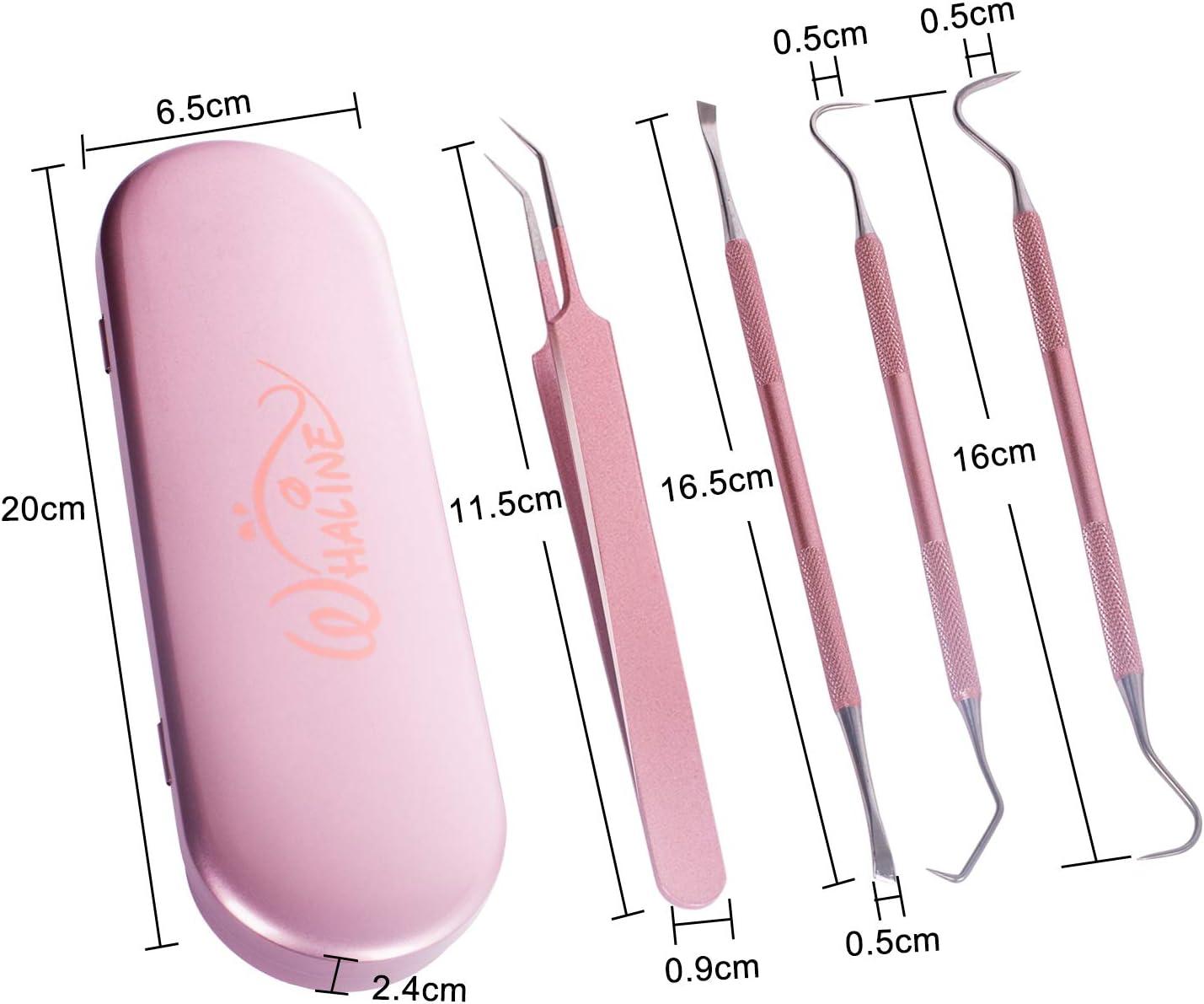 imageWhaline Weeding Vinyl Tools 4 Pieces Precision Stainless Steel Weeder Tool with Case Vinyl Craft Paper Craft Tool Kit for Silhouettes Cameos Lettering Scraper Hook Spatula TweezersPink