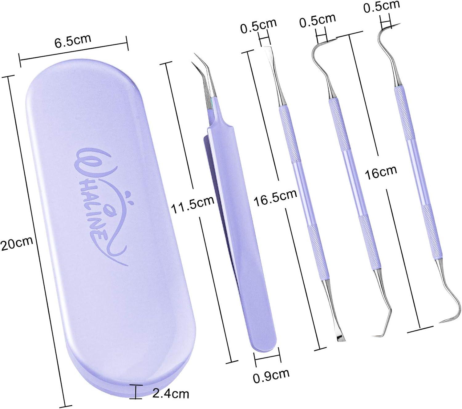 imageWhaline Weeding Vinyl Tools 4 Pieces Precision Stainless Steel Weeder Tool with Case Vinyl Craft Paper Craft Tool Kit for Silhouettes Cameos Lettering Scraper Hook Spatula TweezersPurple