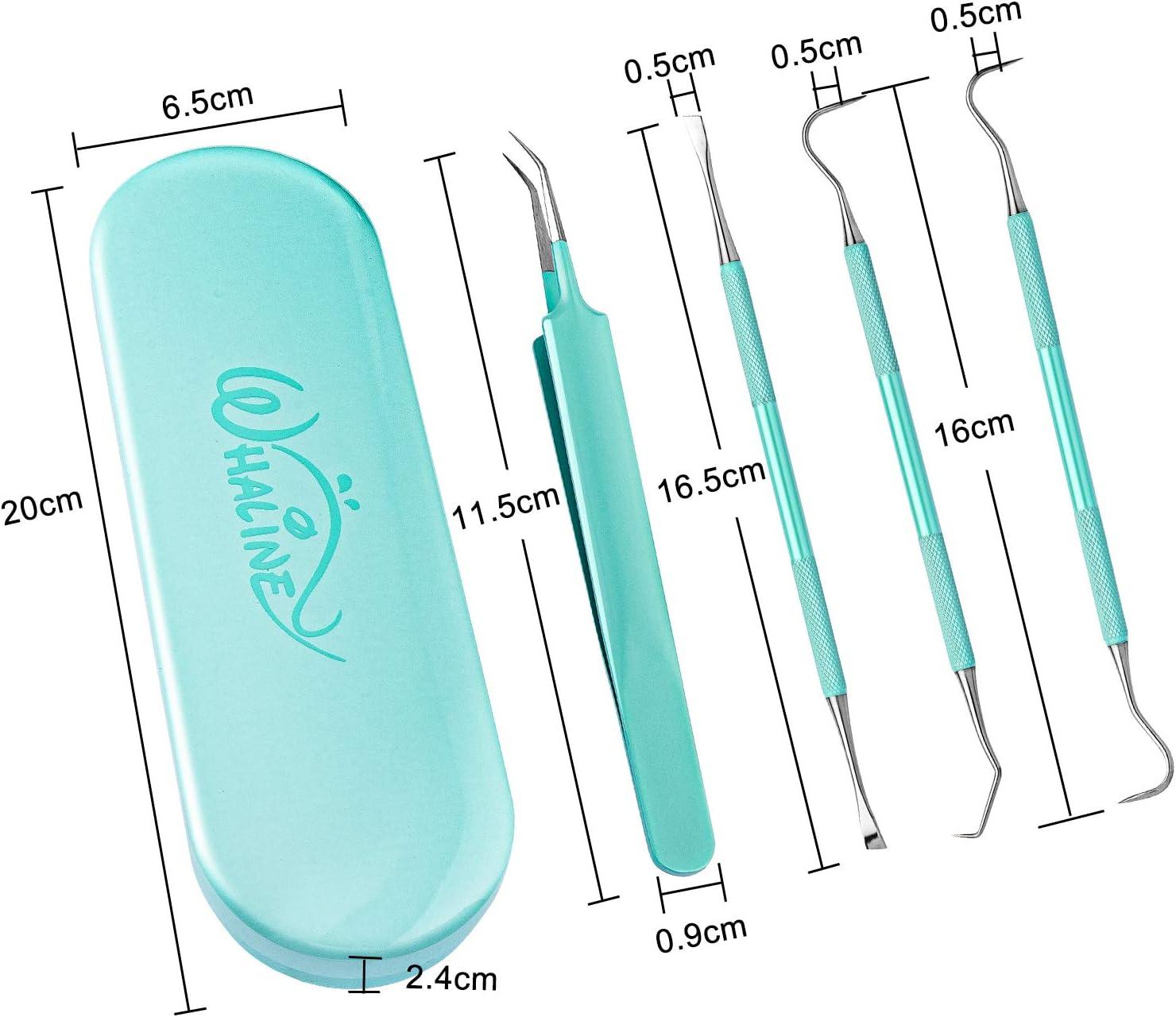 imageWhaline Weeding Vinyl Tools 4 Pieces Precision Stainless Steel Weeder Tool with Case Vinyl Craft Paper Craft Tool Kit for Silhouettes Cameos Lettering Scraper Hook Spatula TweezersMint Green