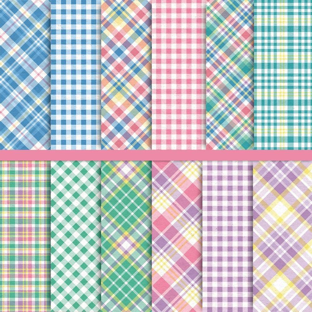 imageWhaline 12 Designs Spring Pastel Plaid Pattern Paper 24 Sheet Scrapbook Specialty Paper DoubleSided Easter Decorative Craft Paper Folded Flat for Card Making Scrapbook Photo Album Decor 30 x 30cm6 x 6 Inch