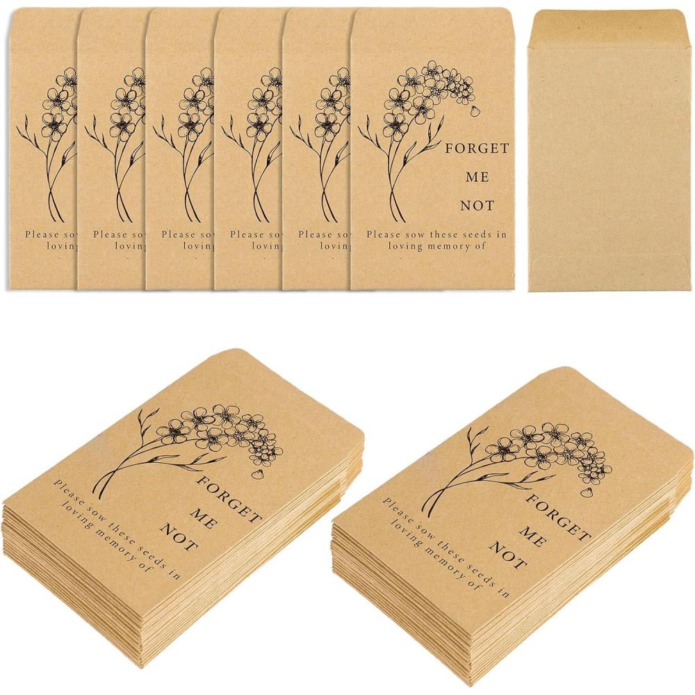 imageWhaline 200 Pack Seed Packets Forget Me Not Prints Kraft Envelopes Rustic Small Flower Seeds Storage SelfAdhesive Packets for Garden Office Supplies 35 x 24 Inch