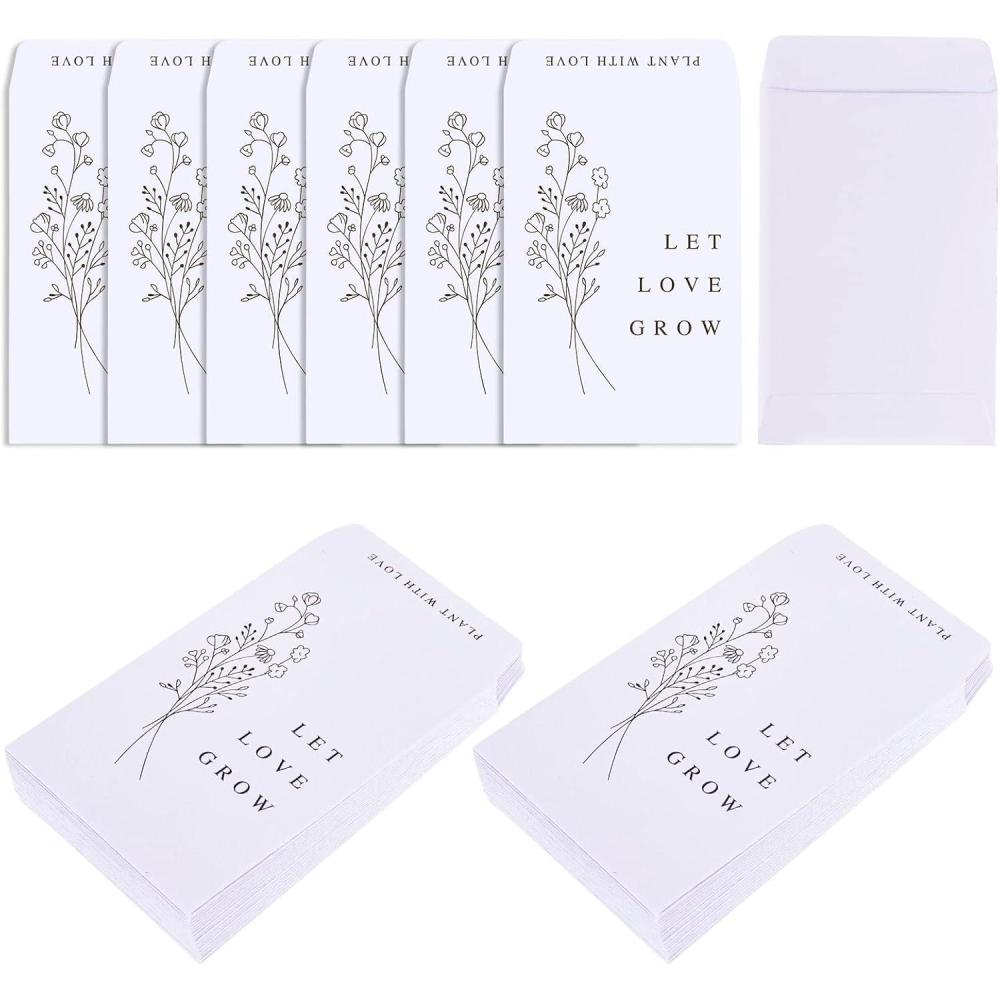 imageWhaline 200 Pack Wedding Favor Packets Let Love Grow SelfAdhesive White Envelope Minimalist Storage Packets for Wedding Garden Office Gift Party Supplies 35 x 24 Inch