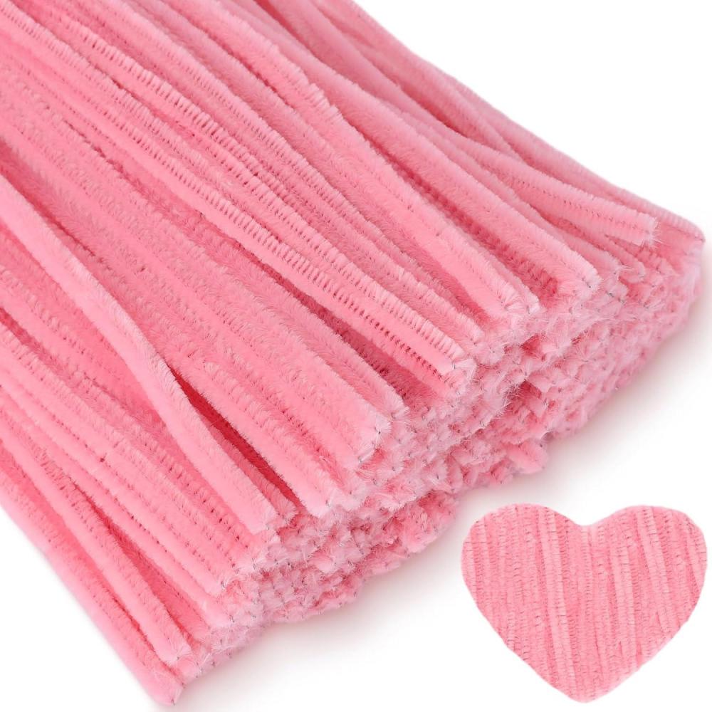 imageWhaline 300Pcs Pink Pipe Cleaners Blush Pink Chenille Stems Light Toned Decorative DIY Craft Set for Holiday Art Party Decor 12 x 02 InchBlush Pink
