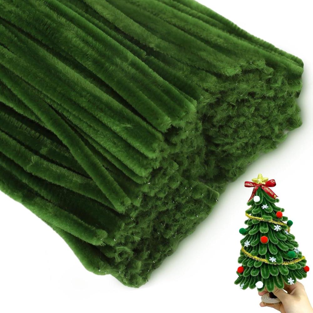 imageWhaline 300Pcs Pink Pipe Cleaners Blush Pink Chenille Stems Light Toned Decorative DIY Craft Set for Holiday Art Party Decor 12 x 02 InchOlive Green