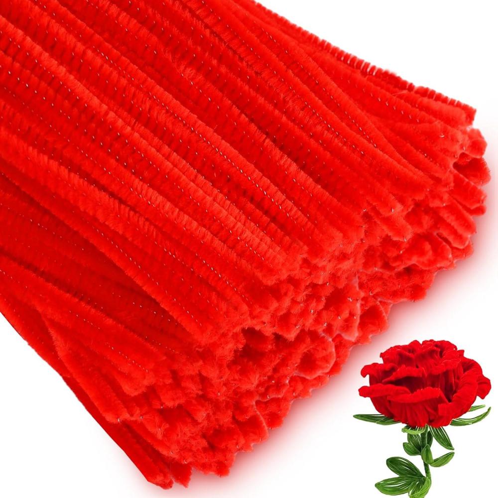 imageWhaline 300Pcs Pink Pipe Cleaners Blush Pink Chenille Stems Light Toned Decorative DIY Craft Set for Holiday Art Party Decor 12 x 02 InchRed