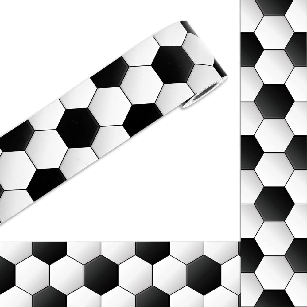 imageWhaline 328ft Baseball Bulletin Board Borders Sport Theme DieCut Bulletin Board Baseball Patterned Rolled Trim Border for Sport Party Back to School Classroom Office Chalkboard DecorationSoccer