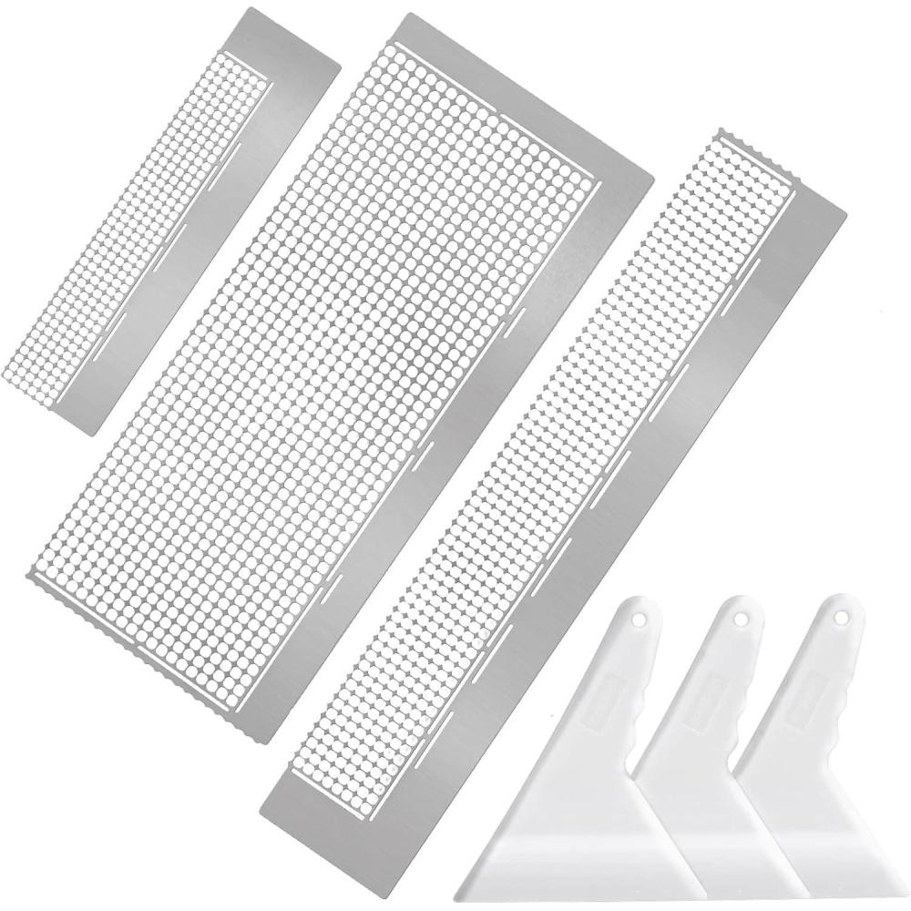 imageWhaline 3Pcs Stainless Diamond Pasted Drawing Ruler Steel 5D Drawing Mesh Ruler with Fix Tools 240 520 1020 Blank Grids for Full Drill or Partial Drills DIY Art Crafts Diamond Painting Kits