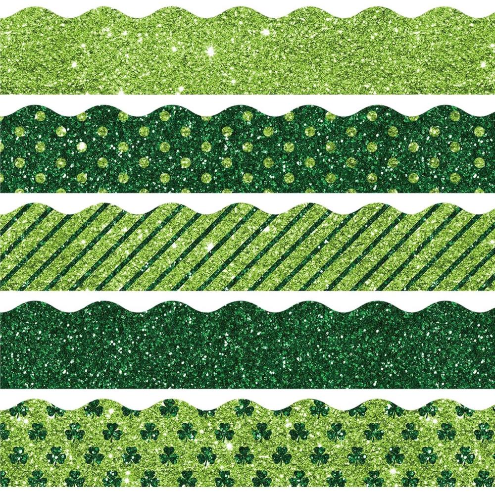 imageWhaline 69Ft Christmas Glitter Bulletin Board Borders 5 Designs Shine Stripe Dot Red Green Gold Merry Christmas Decoration Trim Bulletin Board Stickers for School Classroom Office Party DecorationSt Partricks Day